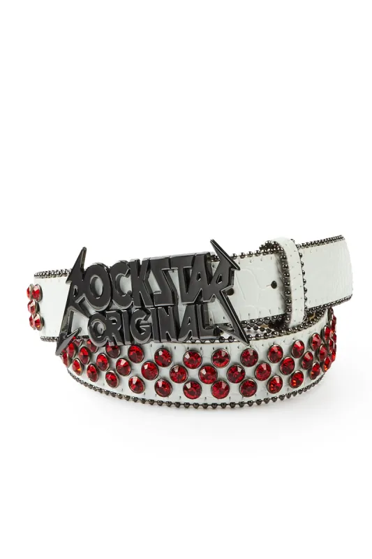 Silas Rockstar Logo Belt- White/Red sold by Rockstar Original