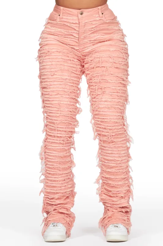 Melany Pink Stacked Flared Jean sold by Rockstar Original