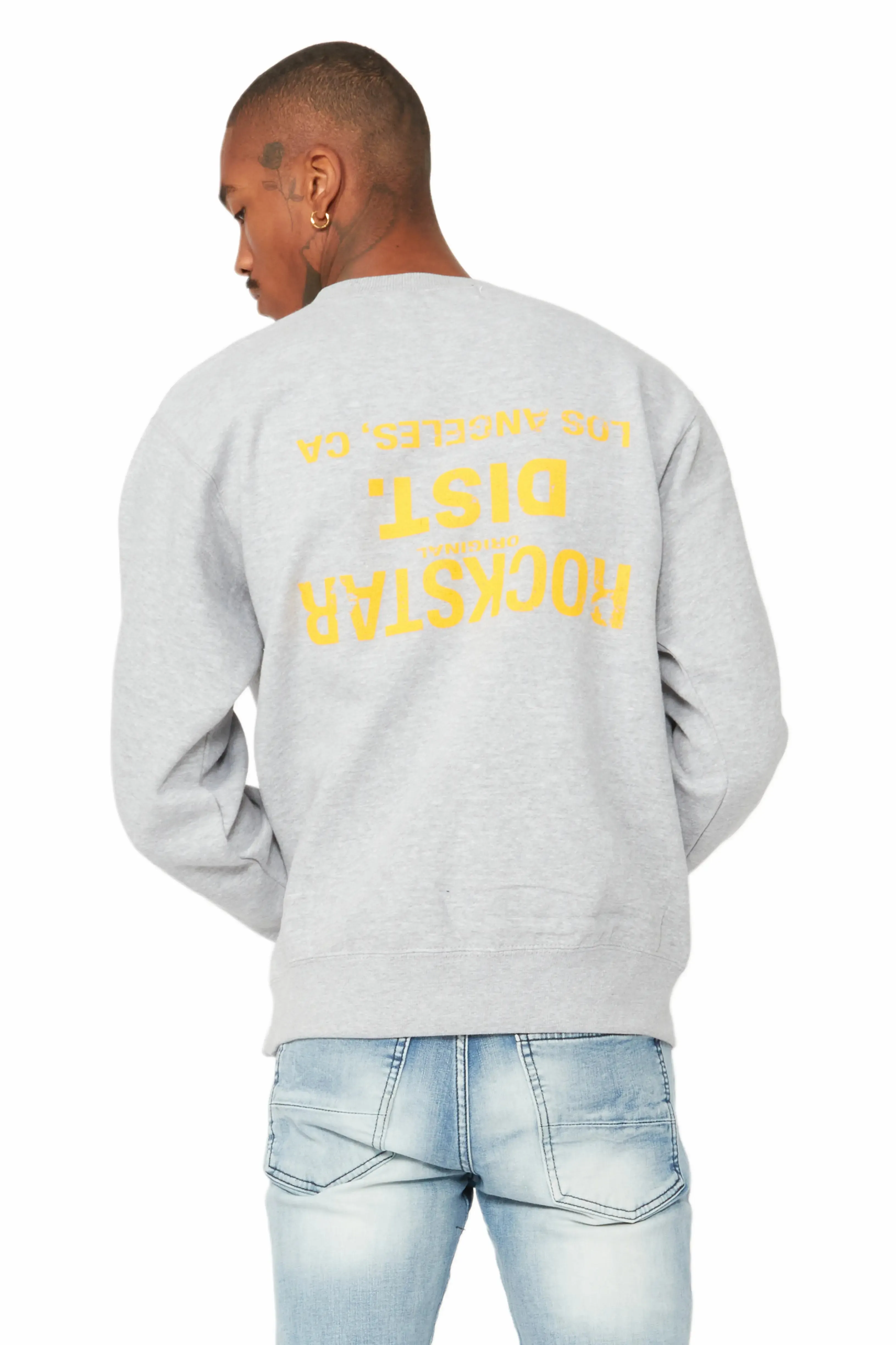 Dist. Town Heather Grey/Yellow Graphic Crewneck sold by Rockstar Original product image thumbnail 4