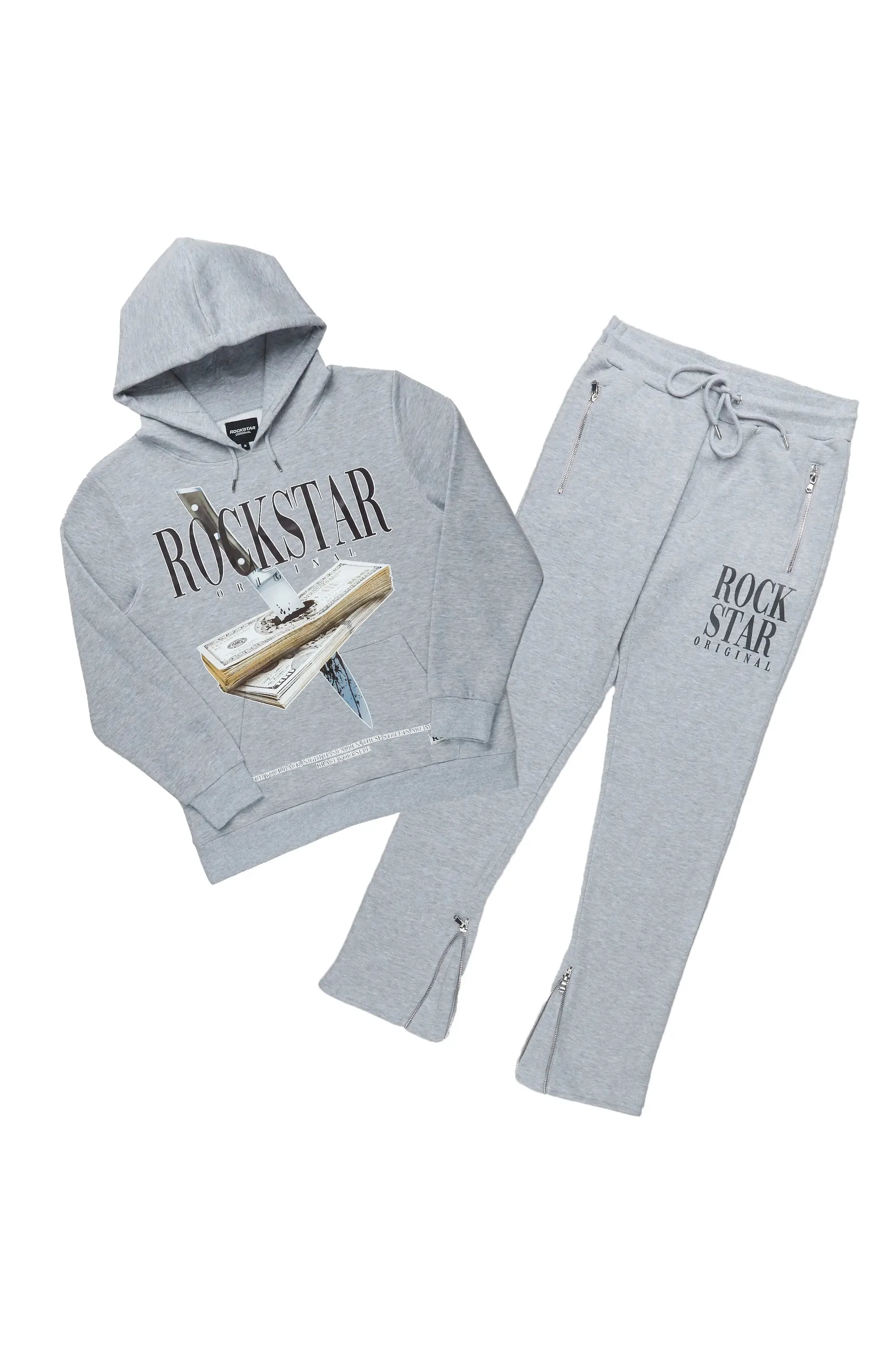 Dayte Nite Heather Grey Slim Fit Track Set sold by Rockstar Original product image thumbnail 4