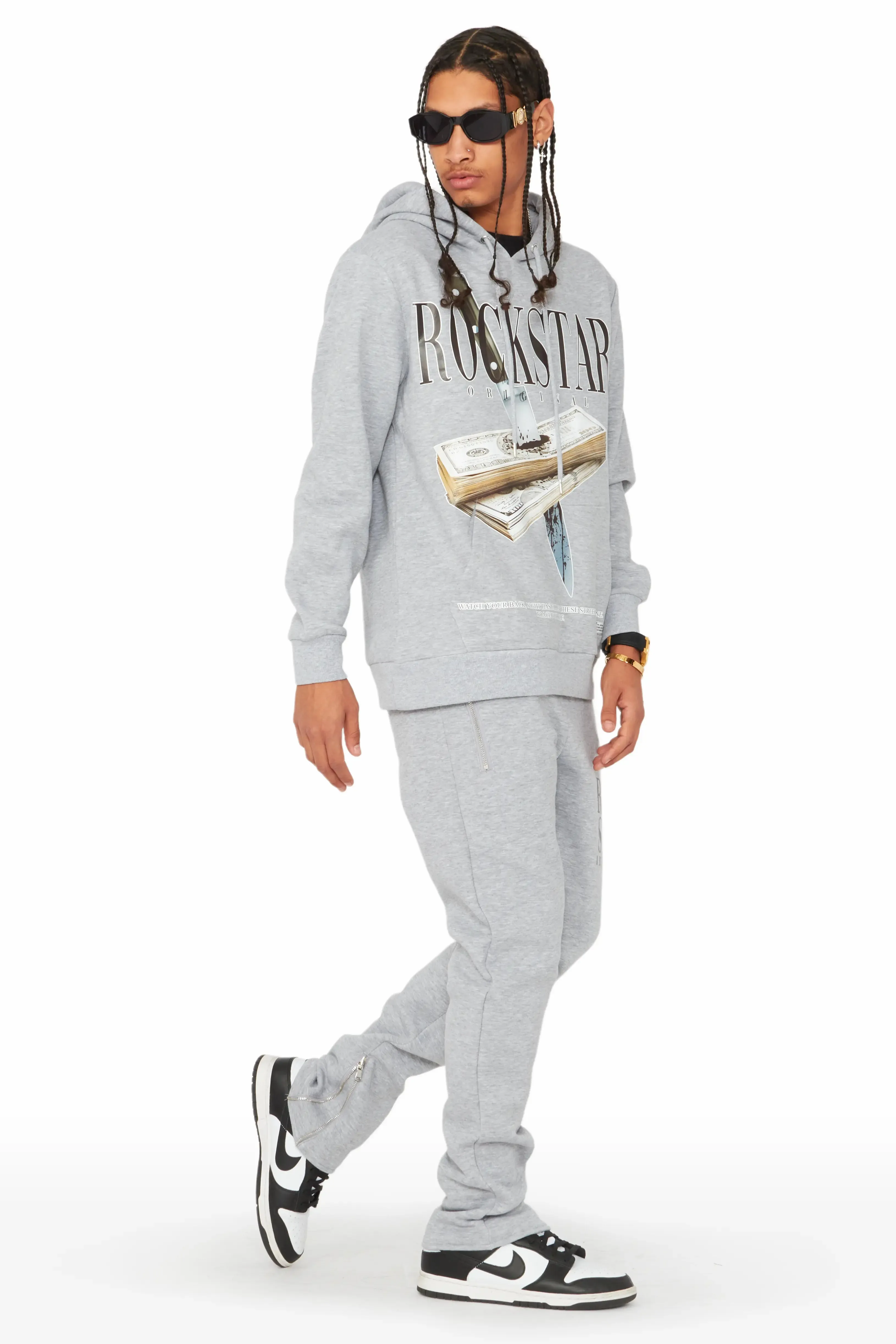 Dayte Nite Heather Grey Slim Fit Track Set sold by Rockstar Original product image thumbnail 2