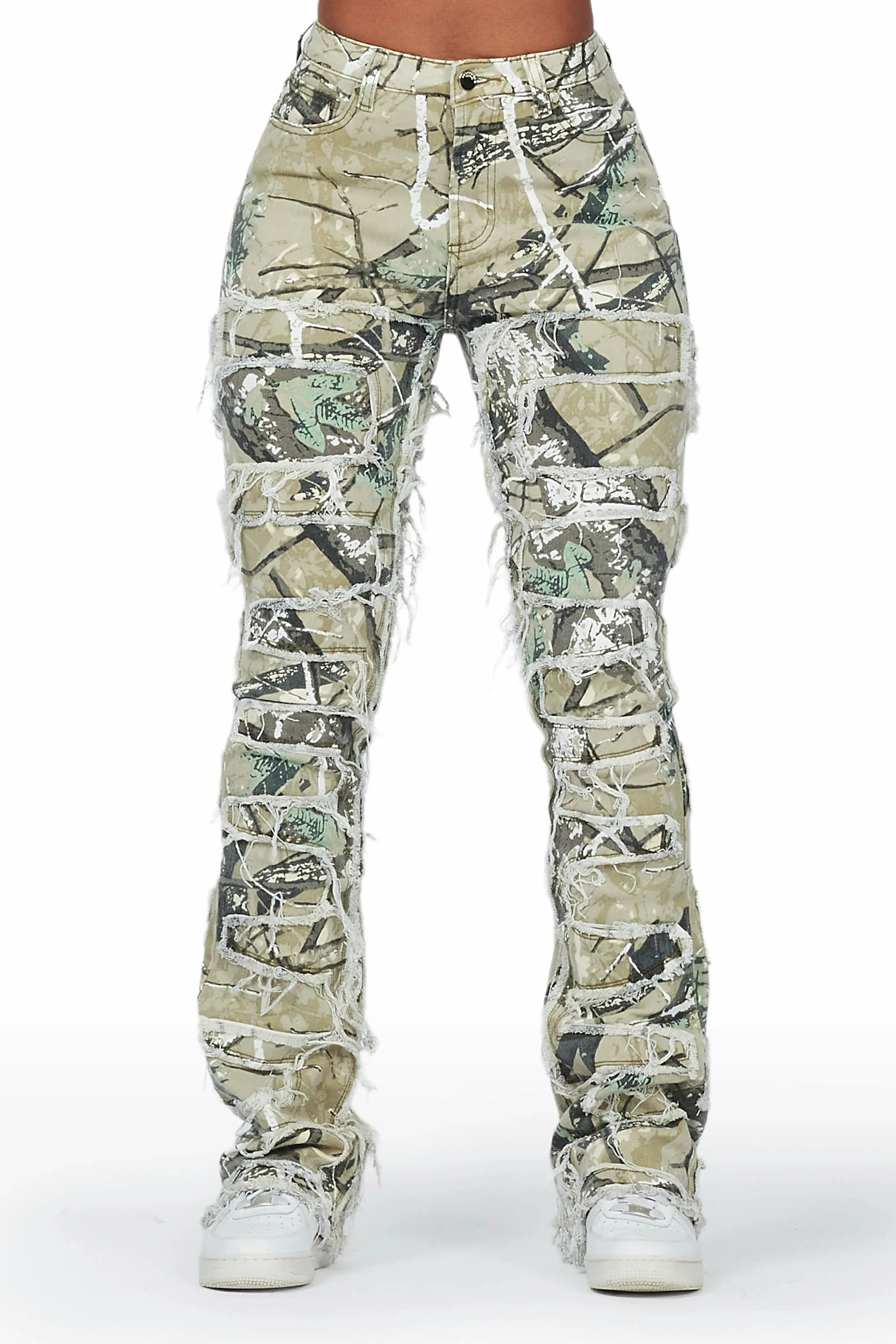 Zariyah Tree Camo Stacked Flare Jean sold by Rockstar Original