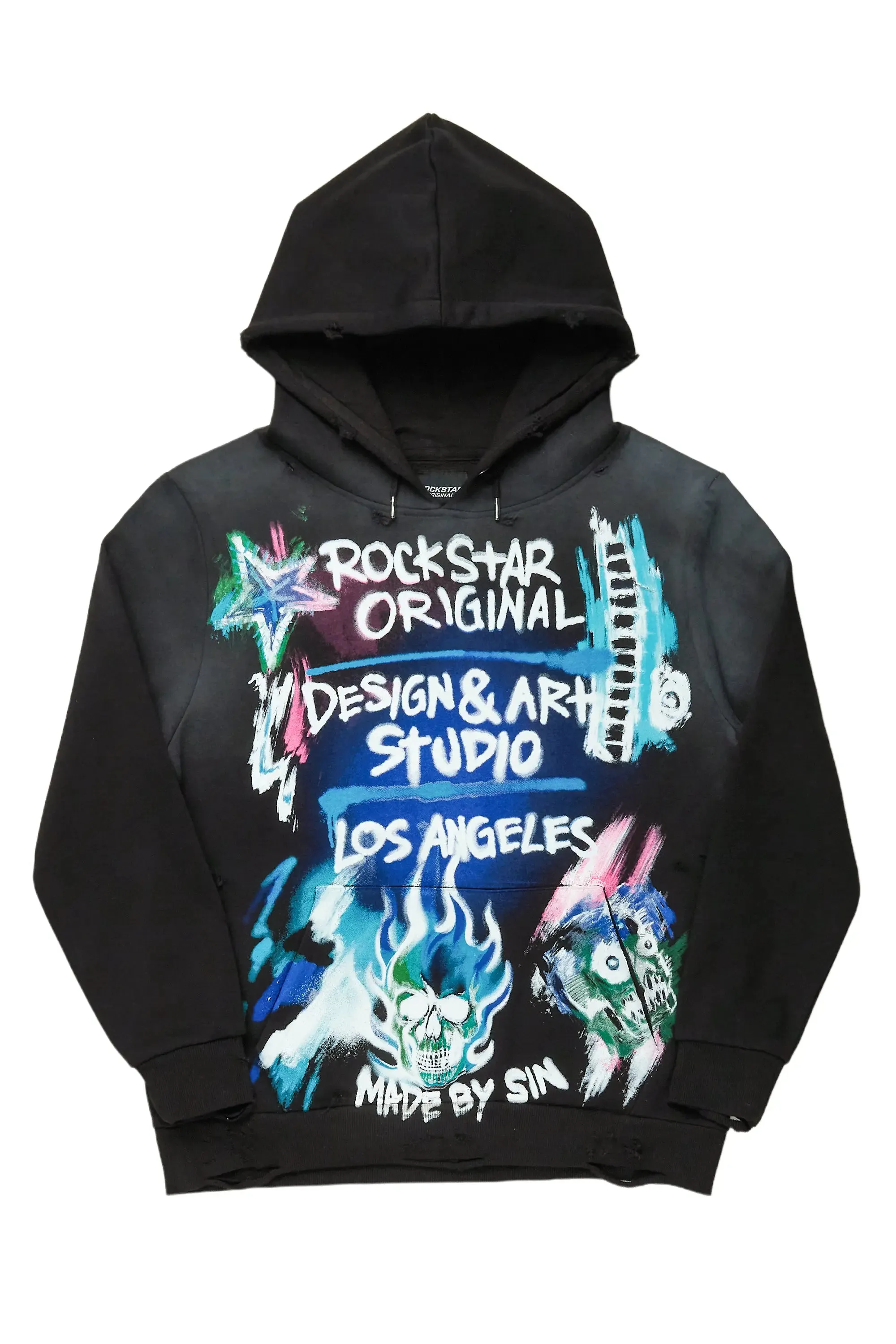 Soweto Black Distressed Graphic Hoodie sold by Rockstar Original