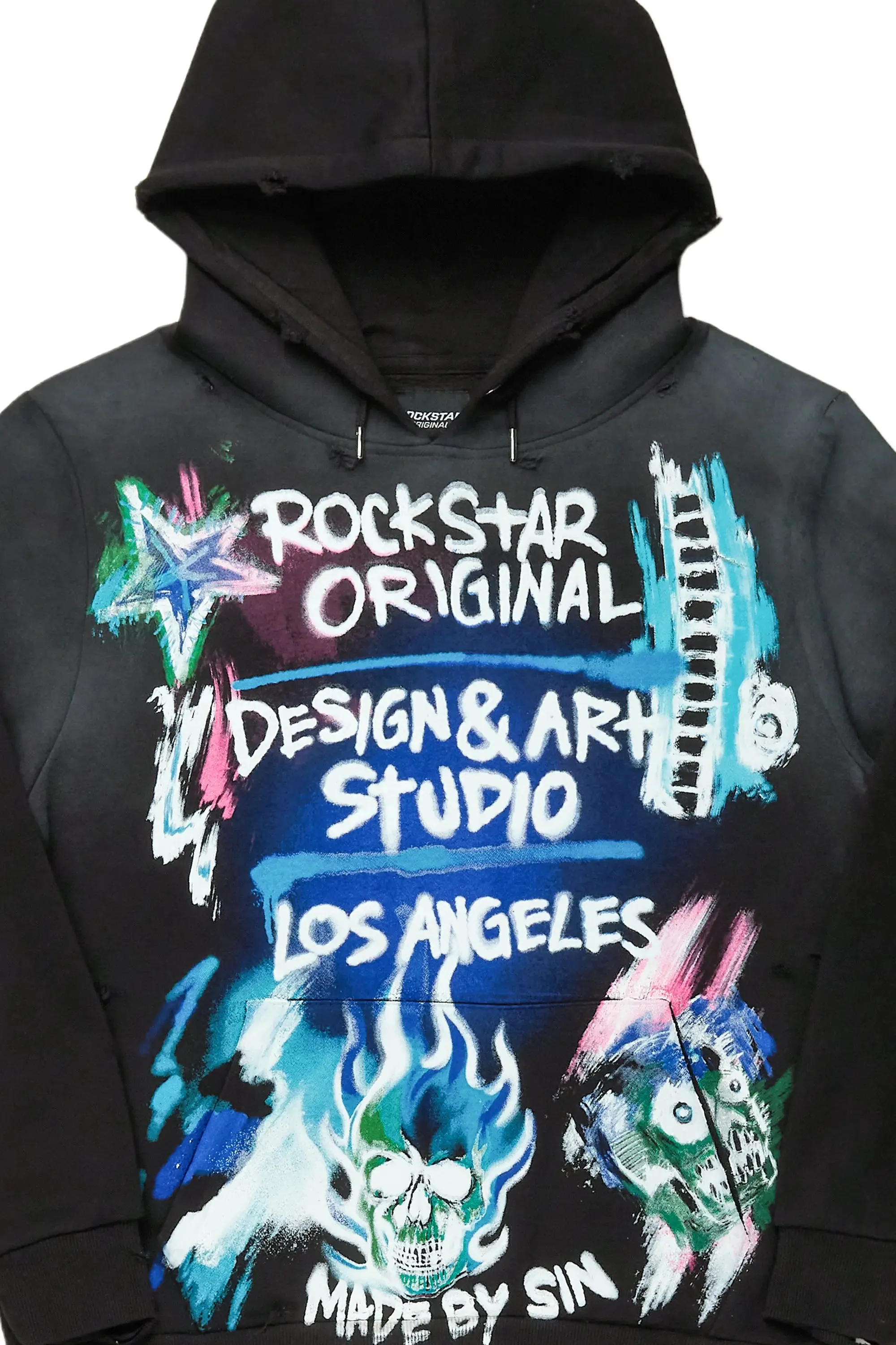 Soweto Black Distressed Graphic Hoodie sold by Rockstar Original product image thumbnail 5