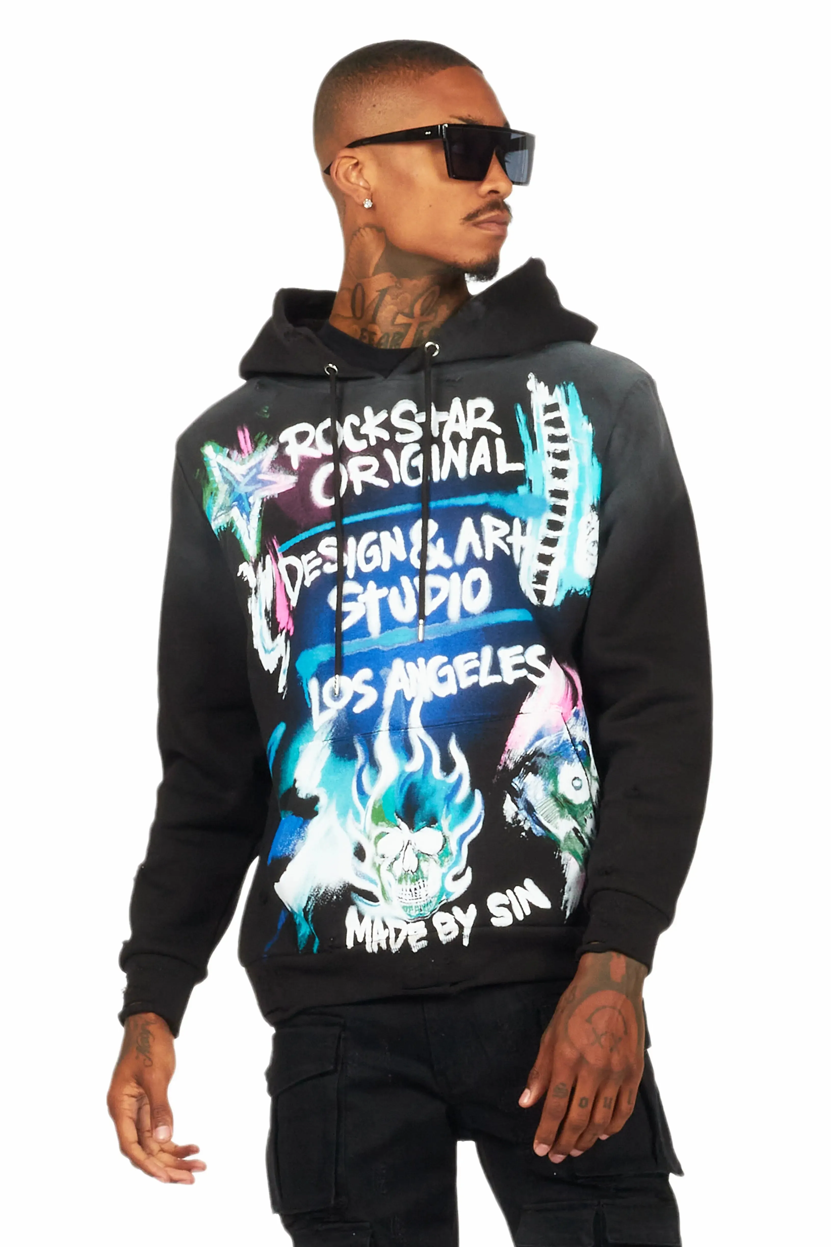 Soweto Black Distressed Graphic Hoodie sold by Rockstar Original product image thumbnail 2