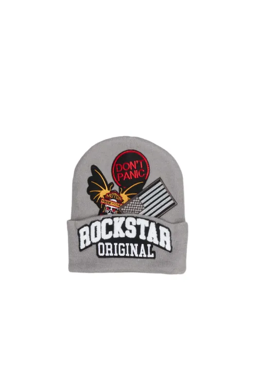 Egan Grey Patchwork Beanie sold by Rockstar Original