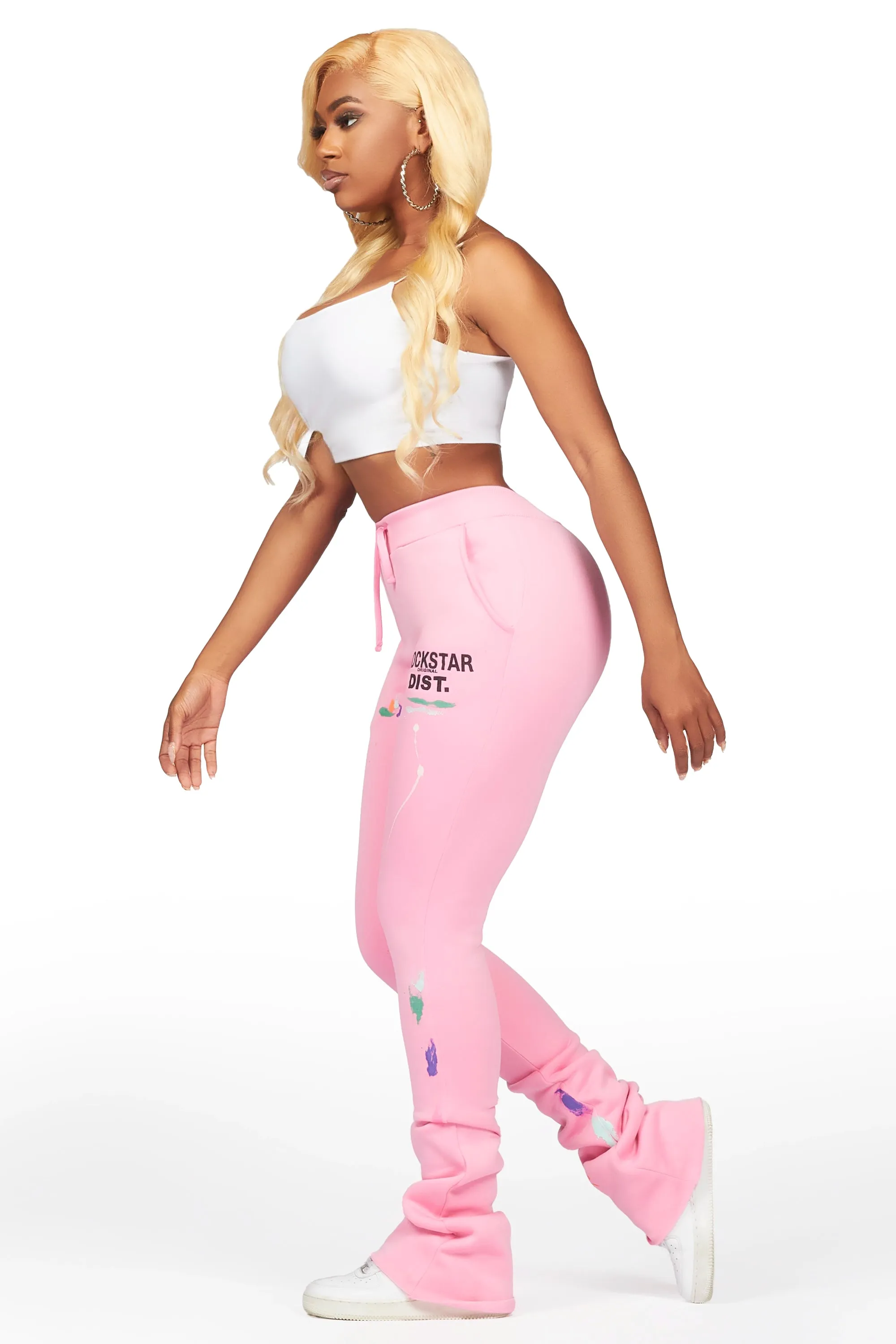 Shanae Pink Super Stacked Track Pant sold by Rockstar Original product image thumbnail 4