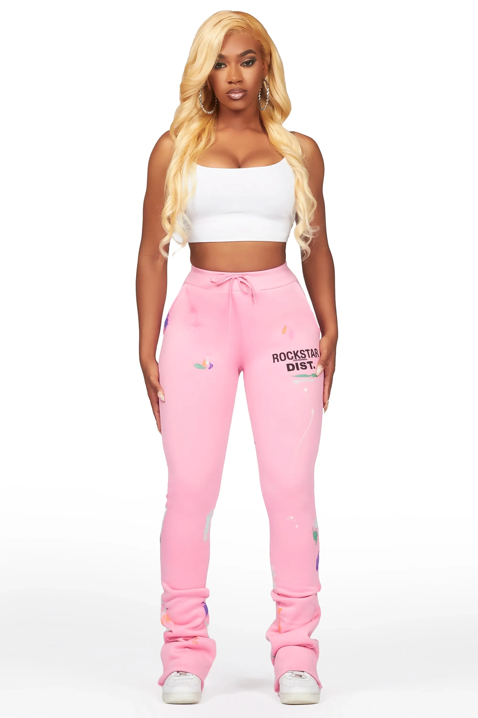 Shanae Pink Super Stacked Track Pant sold by Rockstar Original product image thumbnail 3