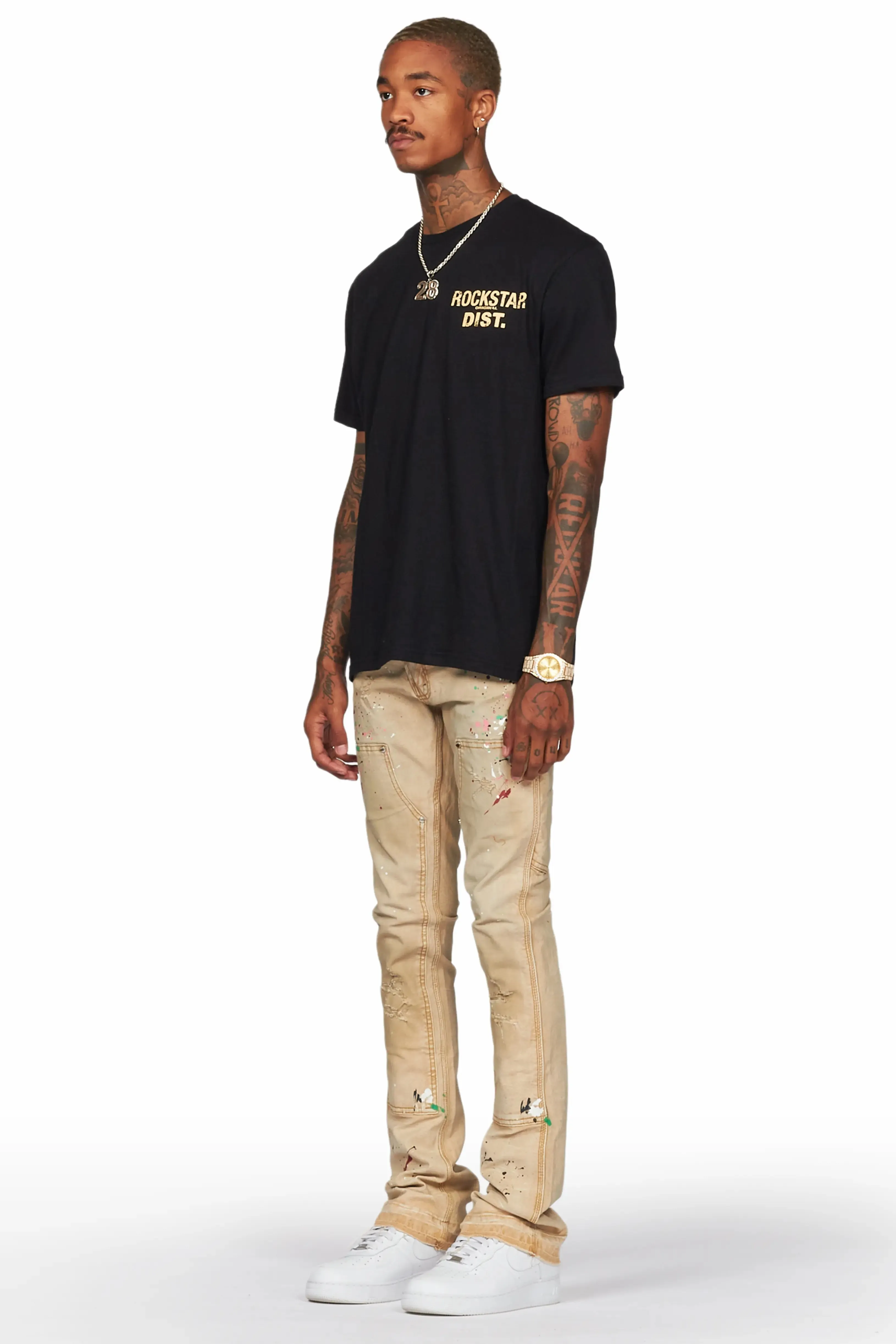 Zoticus Beige Stacked Flare Jean sold by Rockstar Original product image thumbnail 5