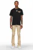 Zoticus Beige Stacked Flare Jean sold by Rockstar Original