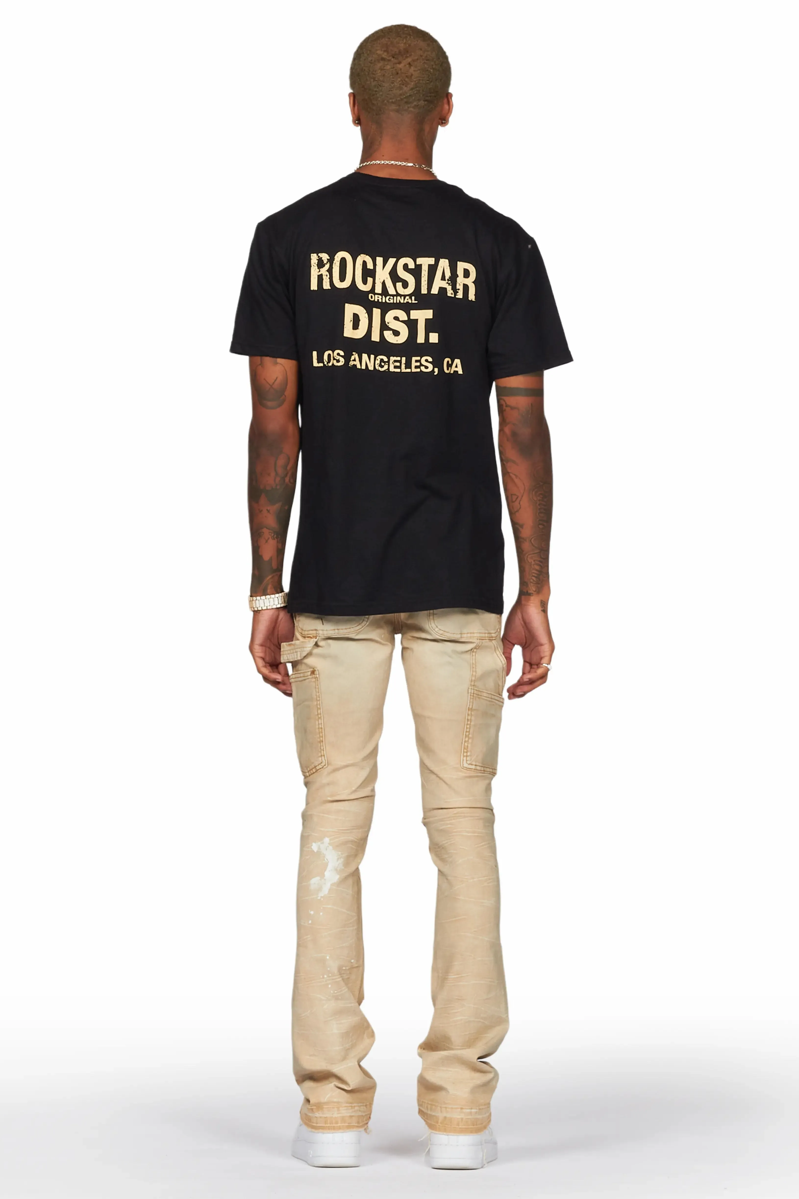 Zoticus Beige Stacked Flare Jean sold by Rockstar Original product image thumbnail 4