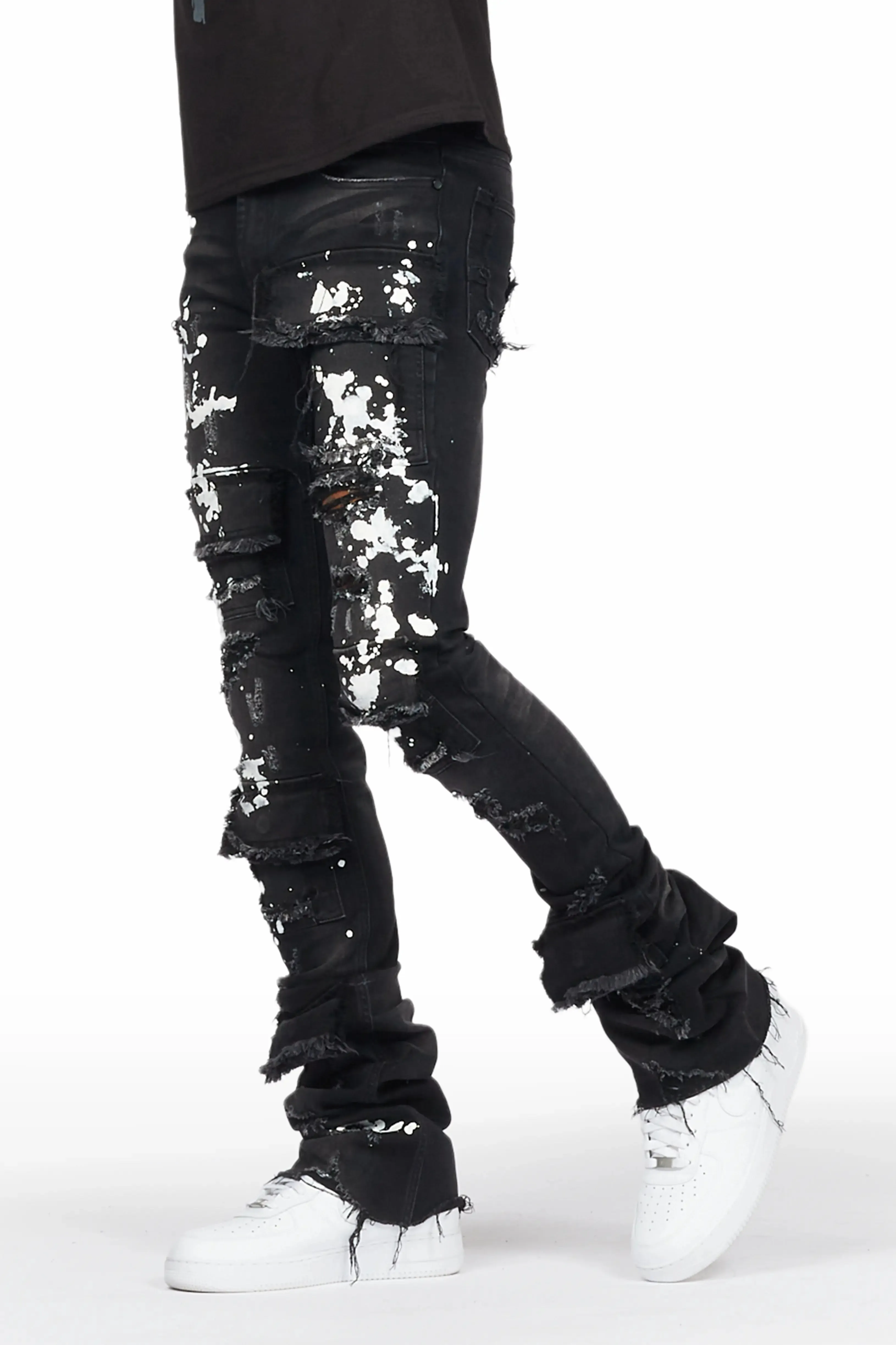 Landis Black Painter Super Stacked Flare Jean sold by Rockstar Original