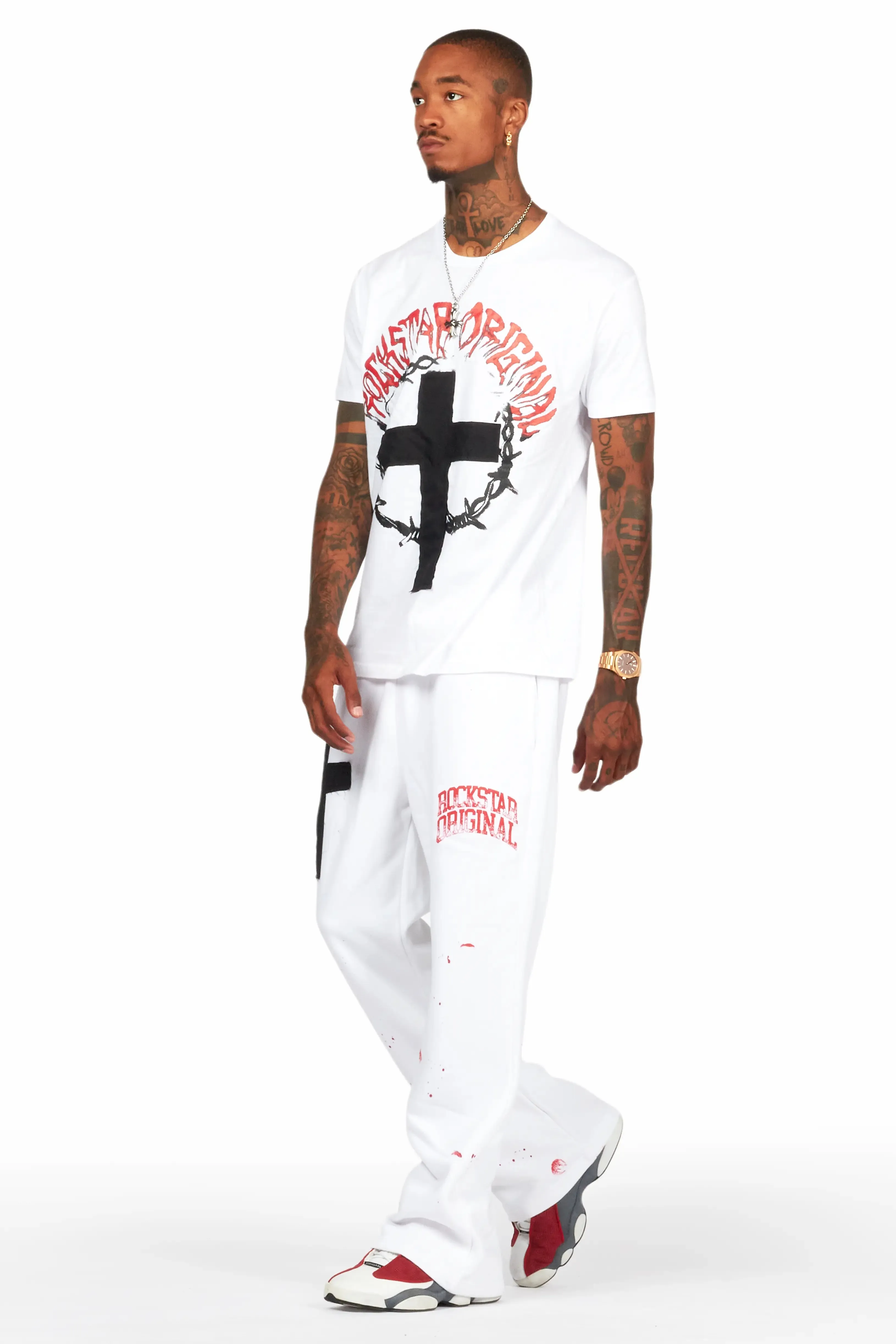 Hasim White T-Shirt/Stacked Flare Track Set sold by Rockstar Original product image thumbnail 5