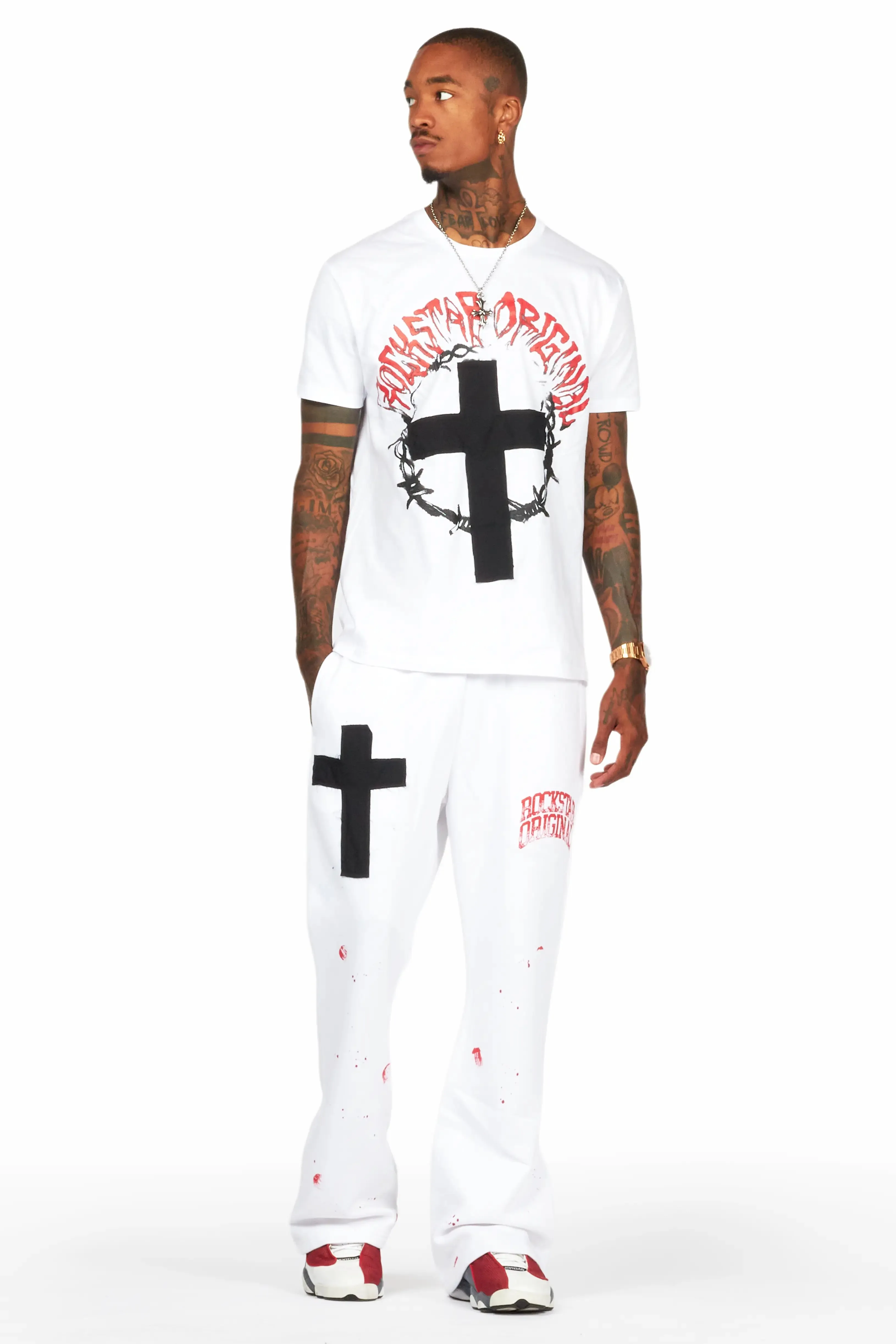 Hasim White T-Shirt/Stacked Flare Track Set sold by Rockstar Original product image thumbnail 2