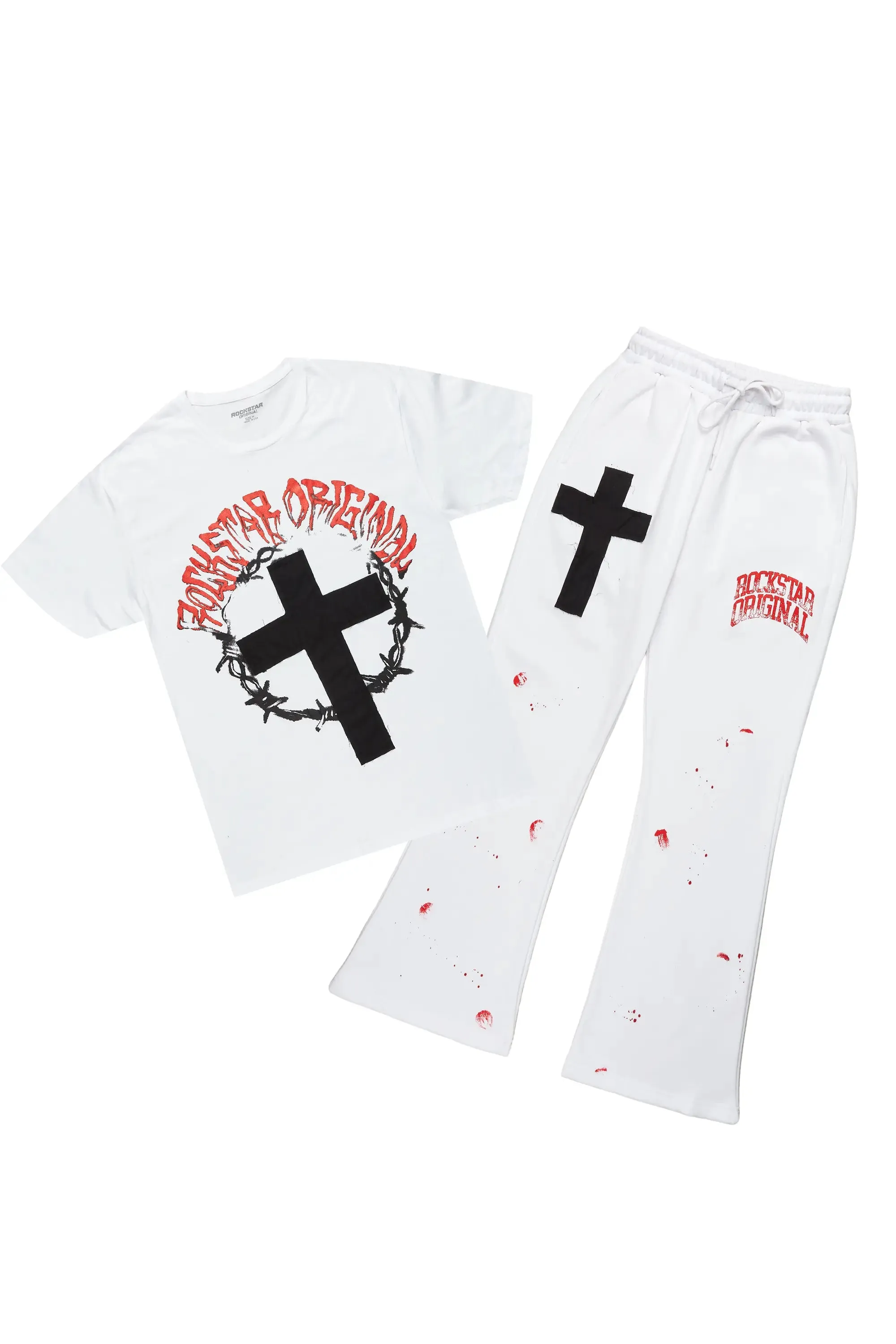 Hasim White T-Shirt/Stacked Flare Track Set sold by Rockstar Original