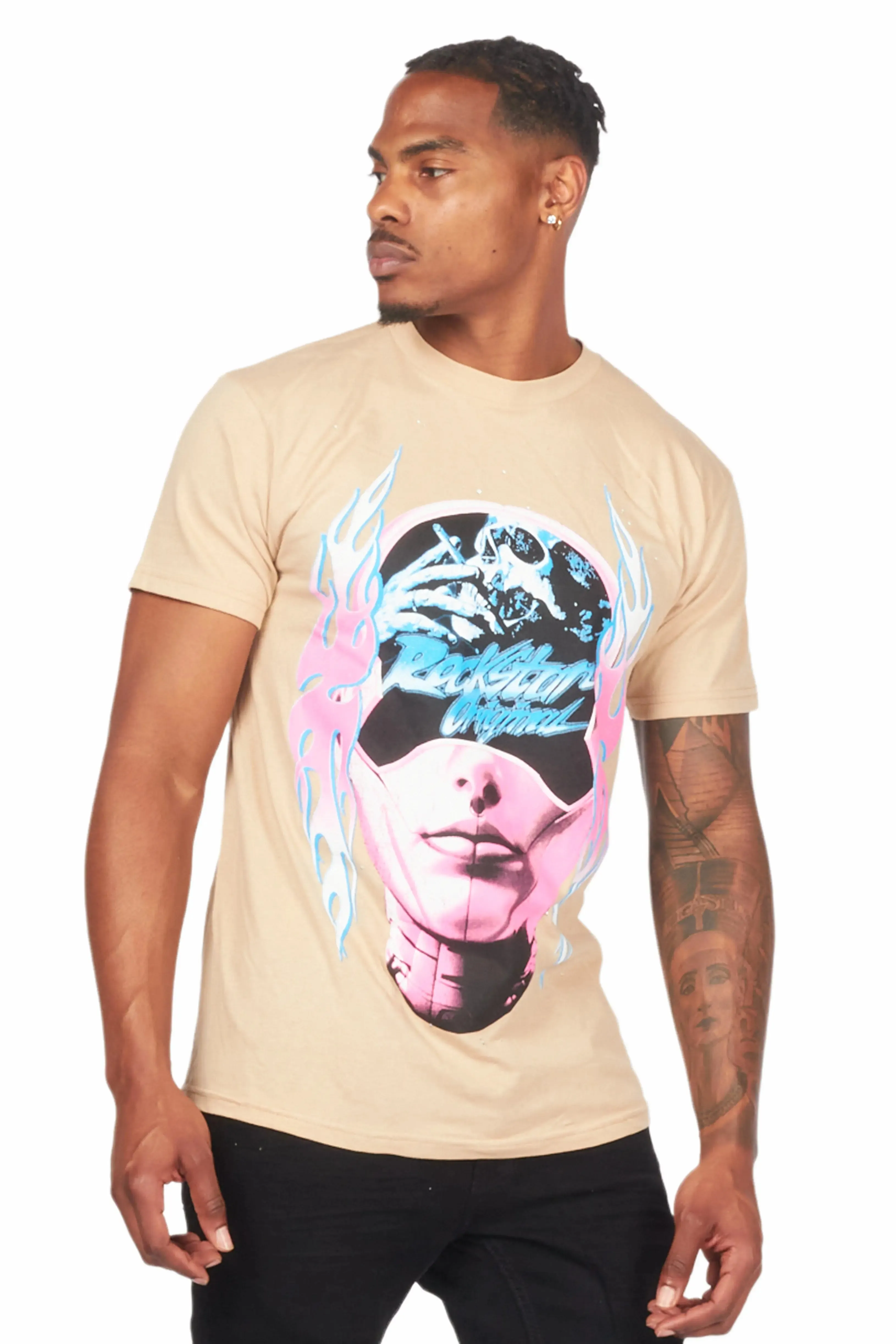 Blocka Beige Graphic T-Shirt sold by Rockstar Original product image thumbnail 5
