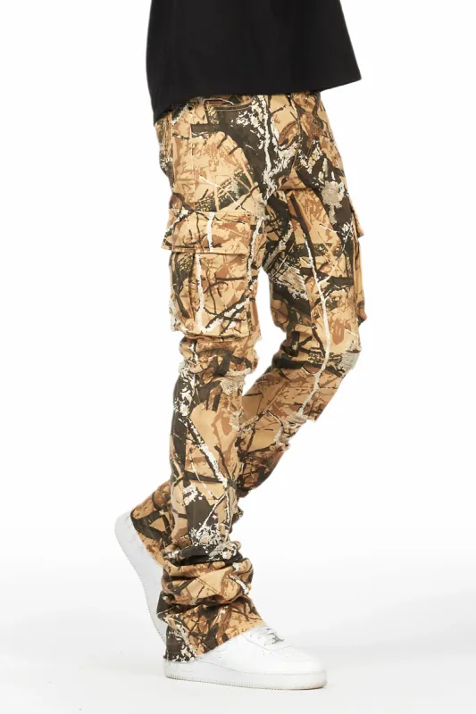 Renn Beige/TreeCamo Super Stacked Flare Jean sold by Rockstar Original