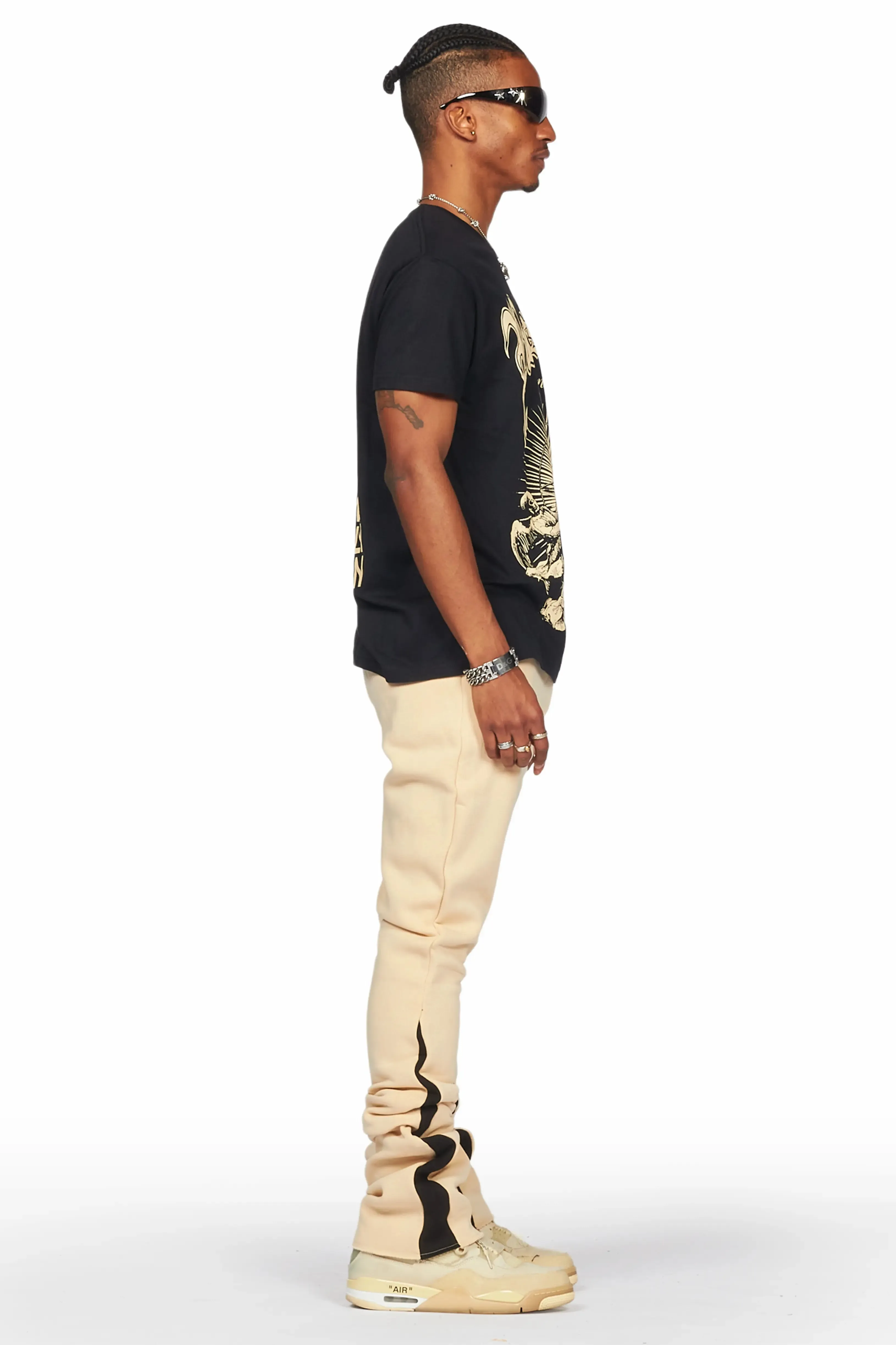Yarden Black/Beige T-Shirt Stacked Flare Track Set sold by Rockstar Original product image thumbnail 5