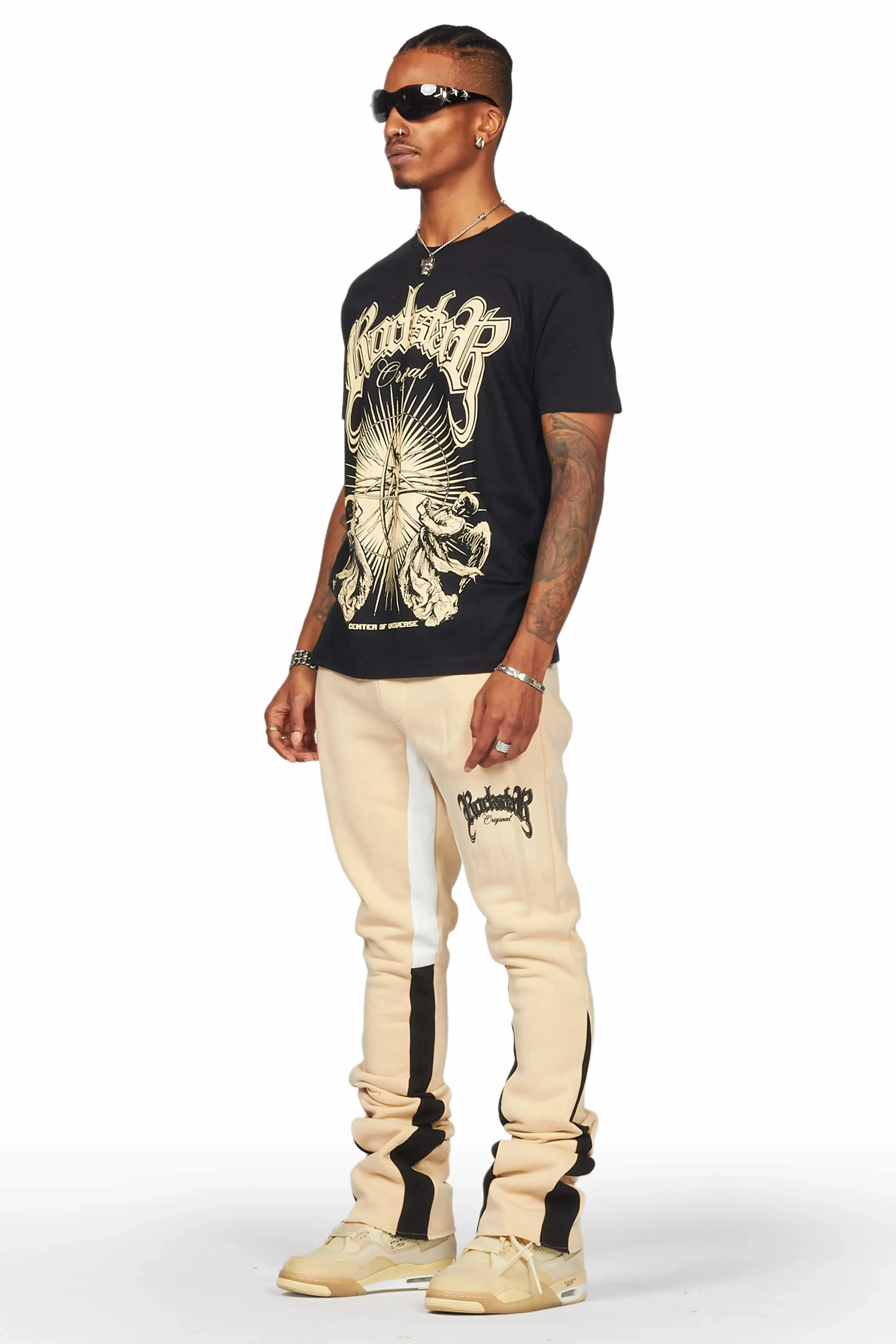 Yarden Black/Beige T-Shirt Stacked Flare Track Set sold by Rockstar Original product image thumbnail 4