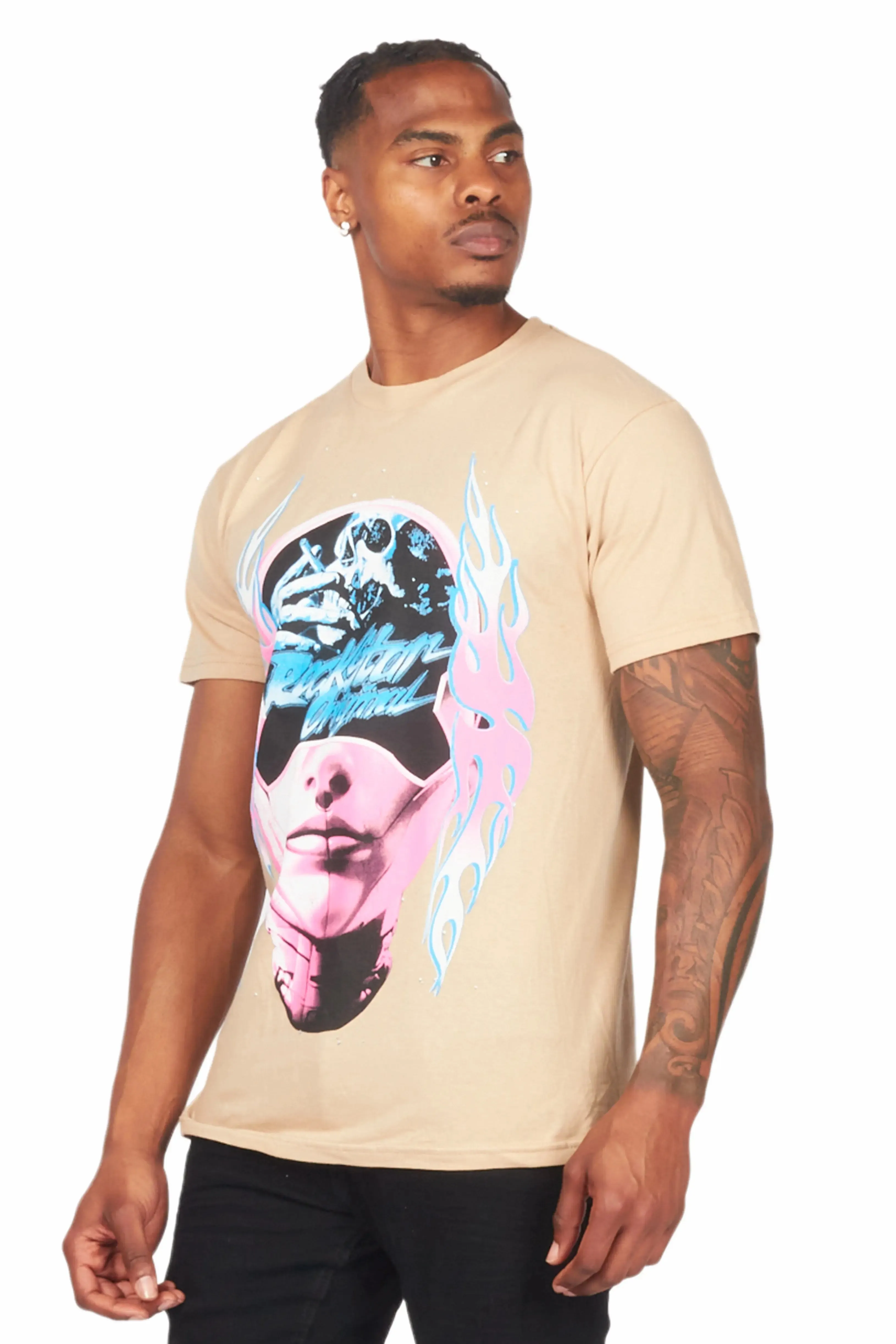 Blocka Beige Graphic T-Shirt sold by Rockstar Original product image thumbnail 4