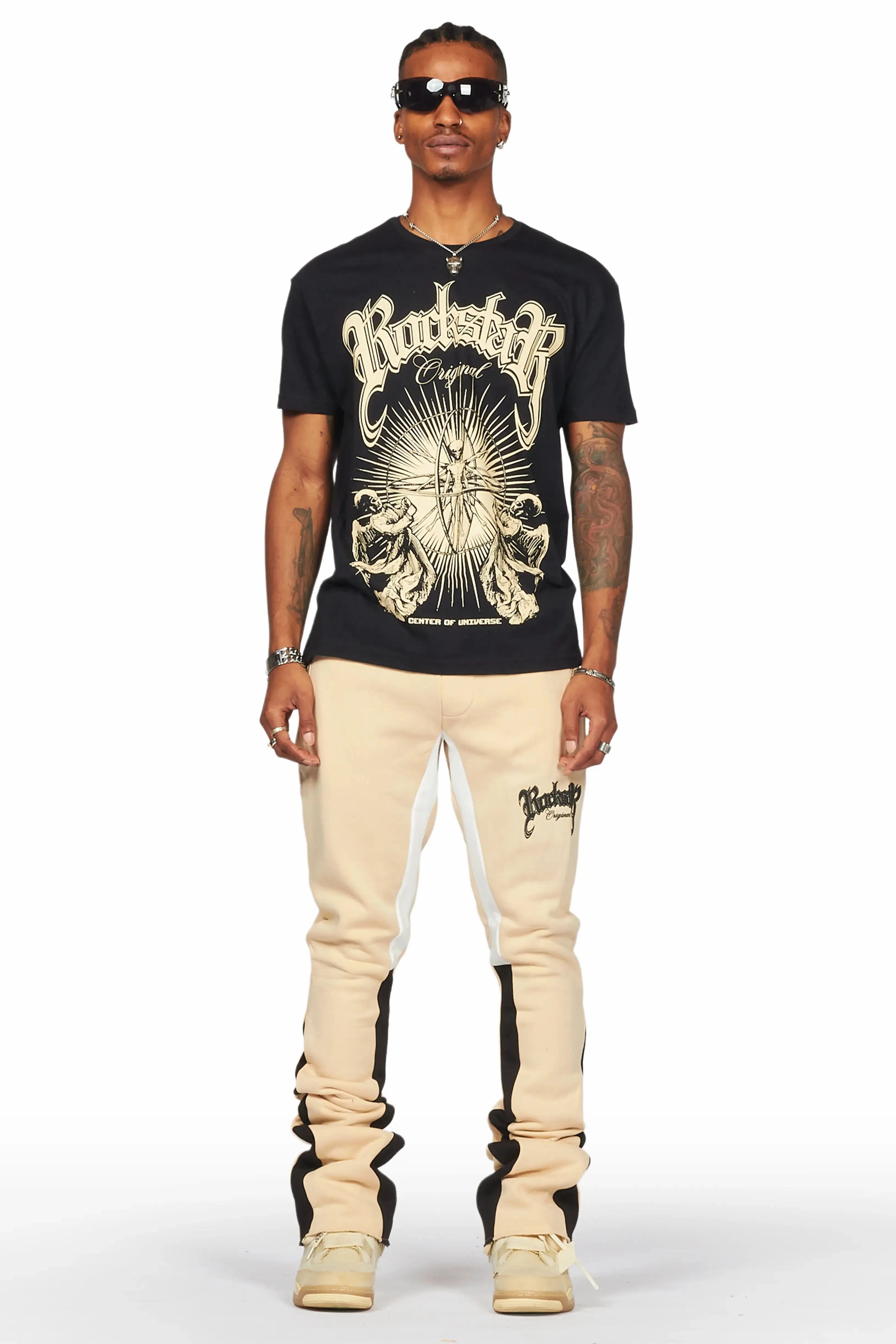 Yarden Black/Beige T-Shirt Stacked Flare Track Set sold by Rockstar Original product image thumbnail 2