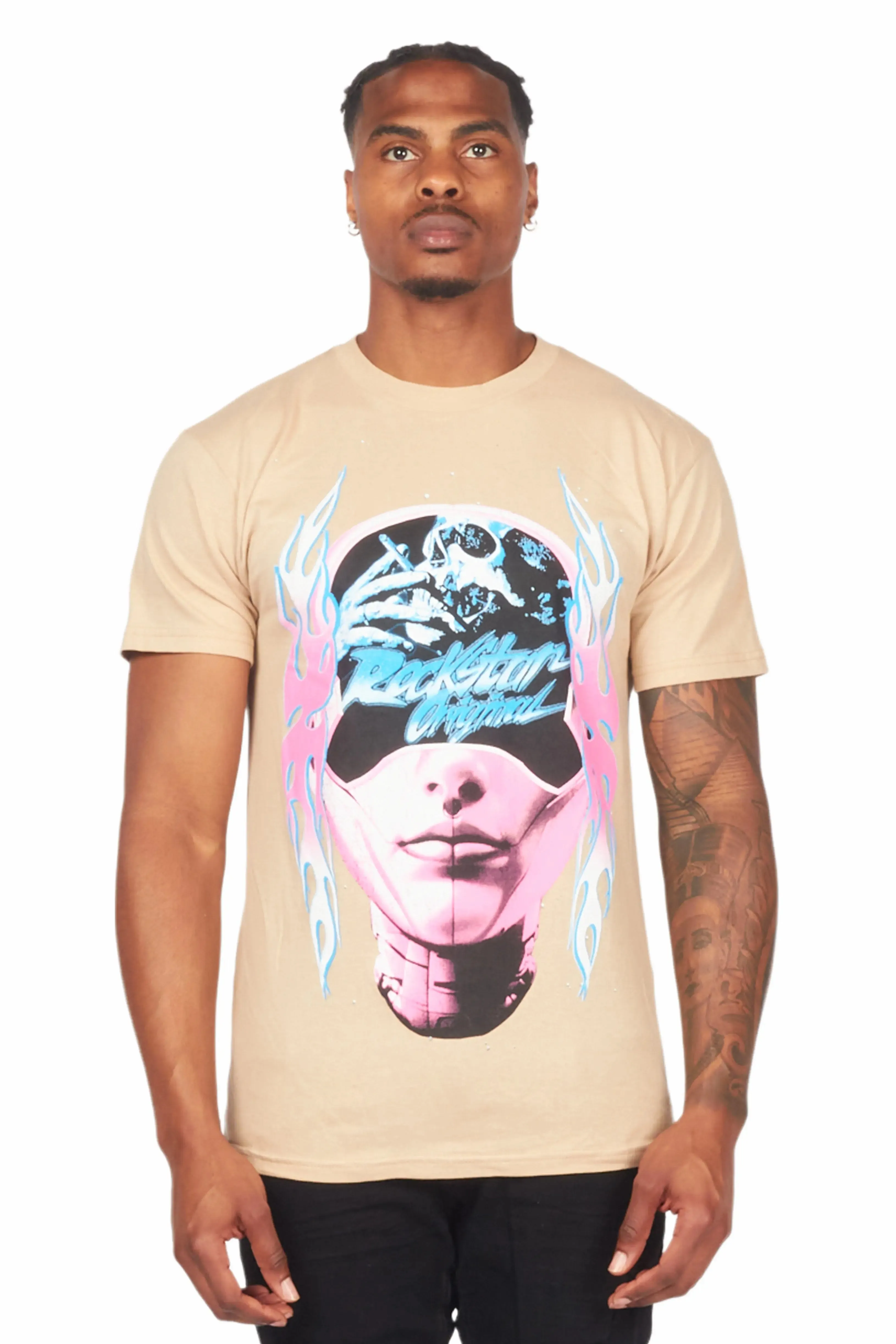 Blocka Beige Graphic T-Shirt sold by Rockstar Original