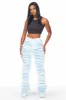 Melany White/Blue Stacked Flared Jean sold by Rockstar Original