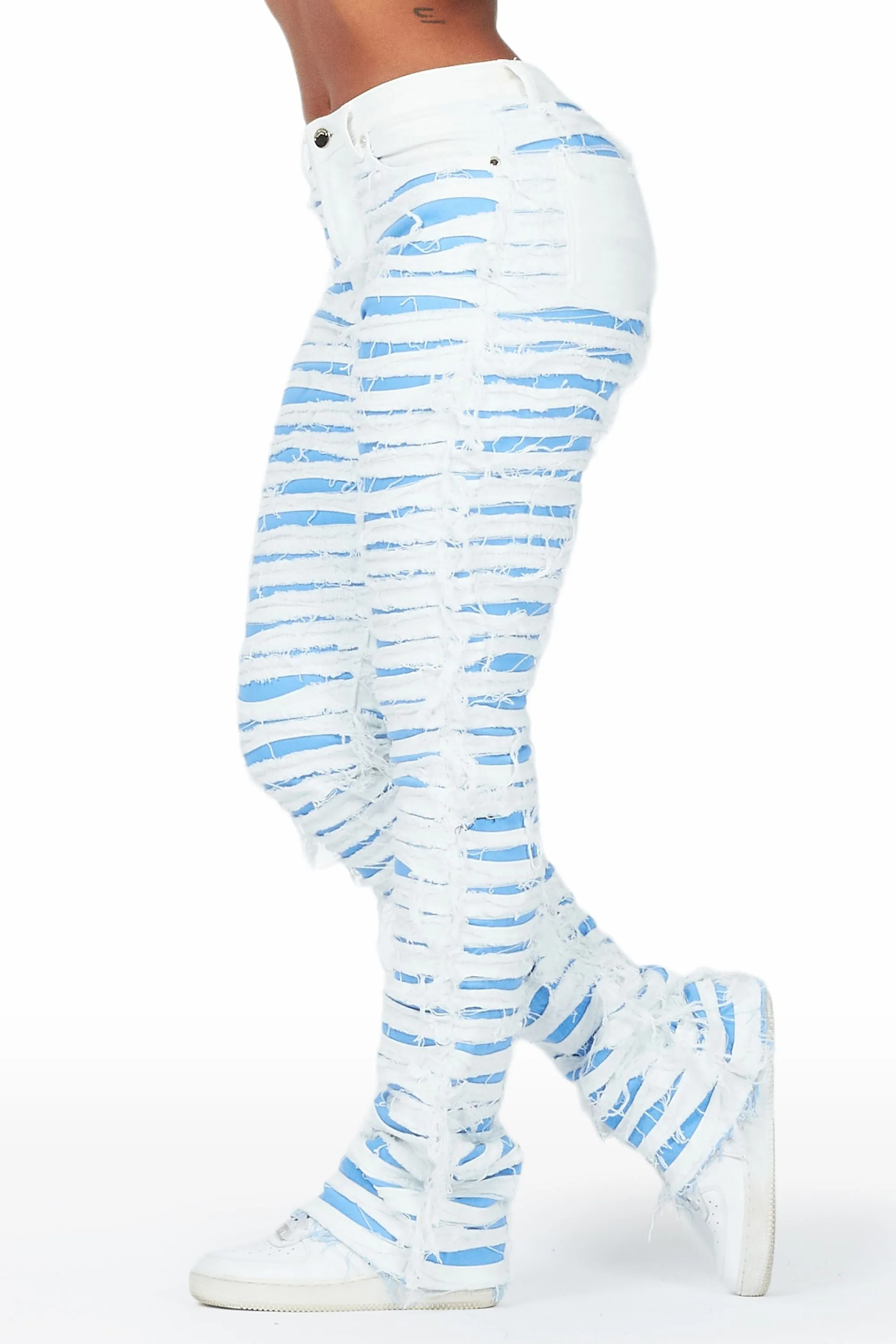 Melany White/Blue Stacked Flared Jean sold by Rockstar Original product image thumbnail 2