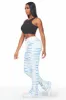 Melany White/Blue Stacked Flared Jean sold by Rockstar Original
