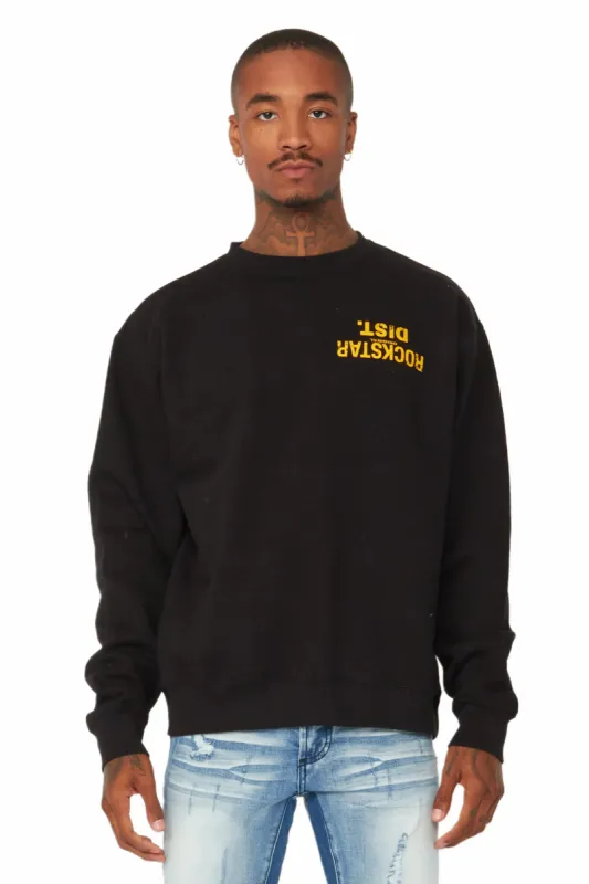 Dist. Town Black/Yellow Graphic Crewneck sold by Rockstar Original
