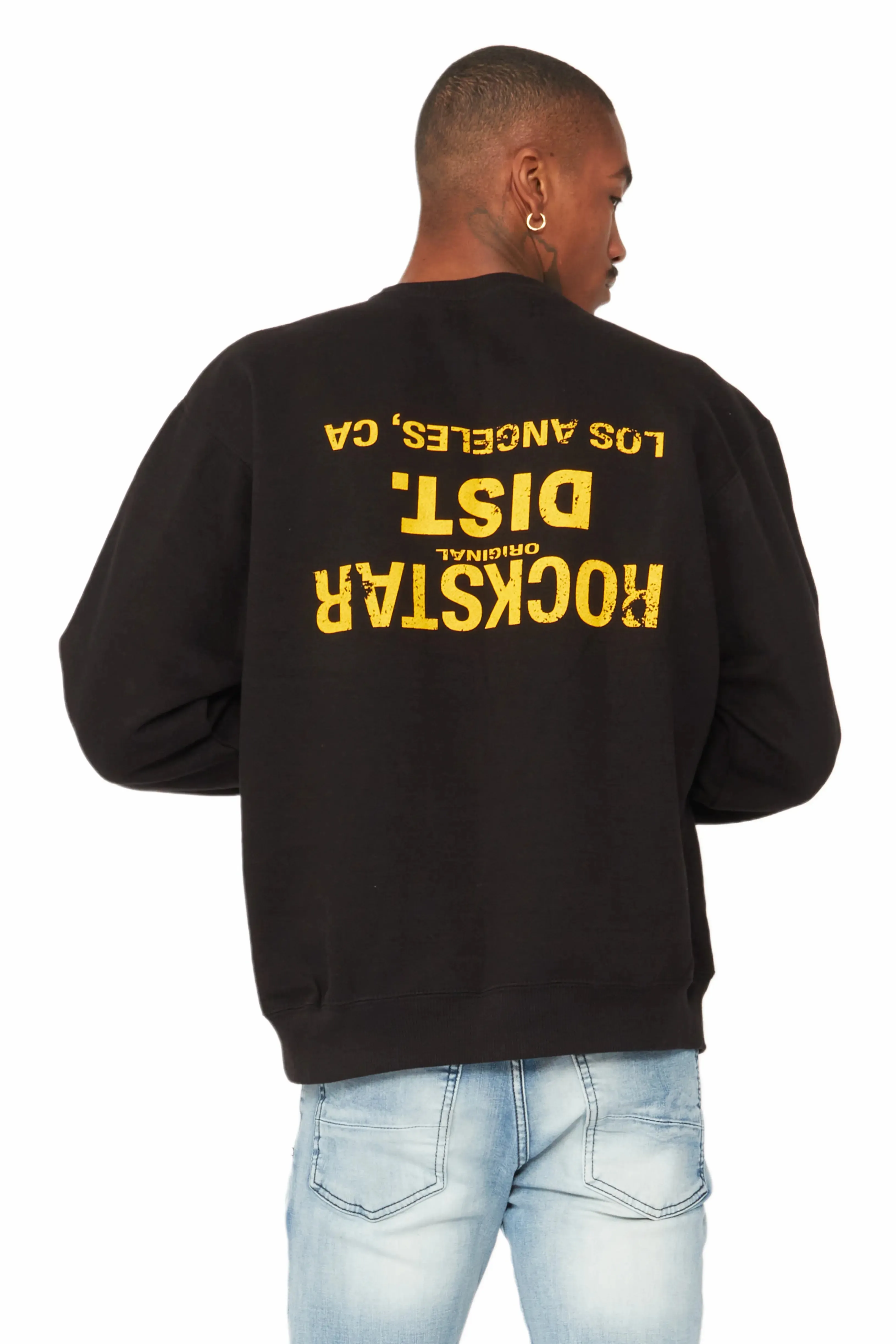 Dist. Town Black/Yellow Graphic Crewneck sold by Rockstar Original product image thumbnail 5