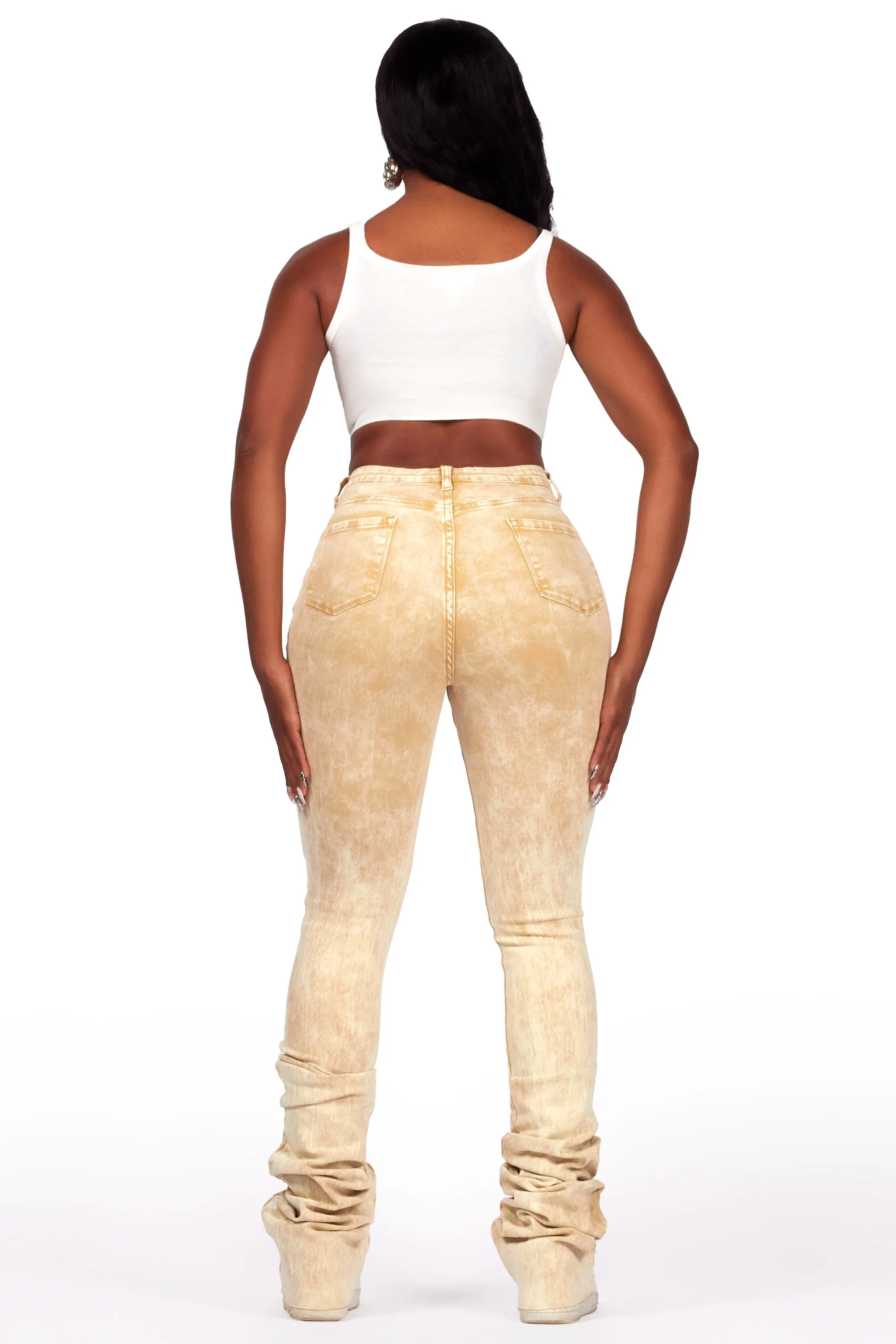 Calisha Tan Painted Super Stacked Jean sold by Rockstar Original product image thumbnail 5