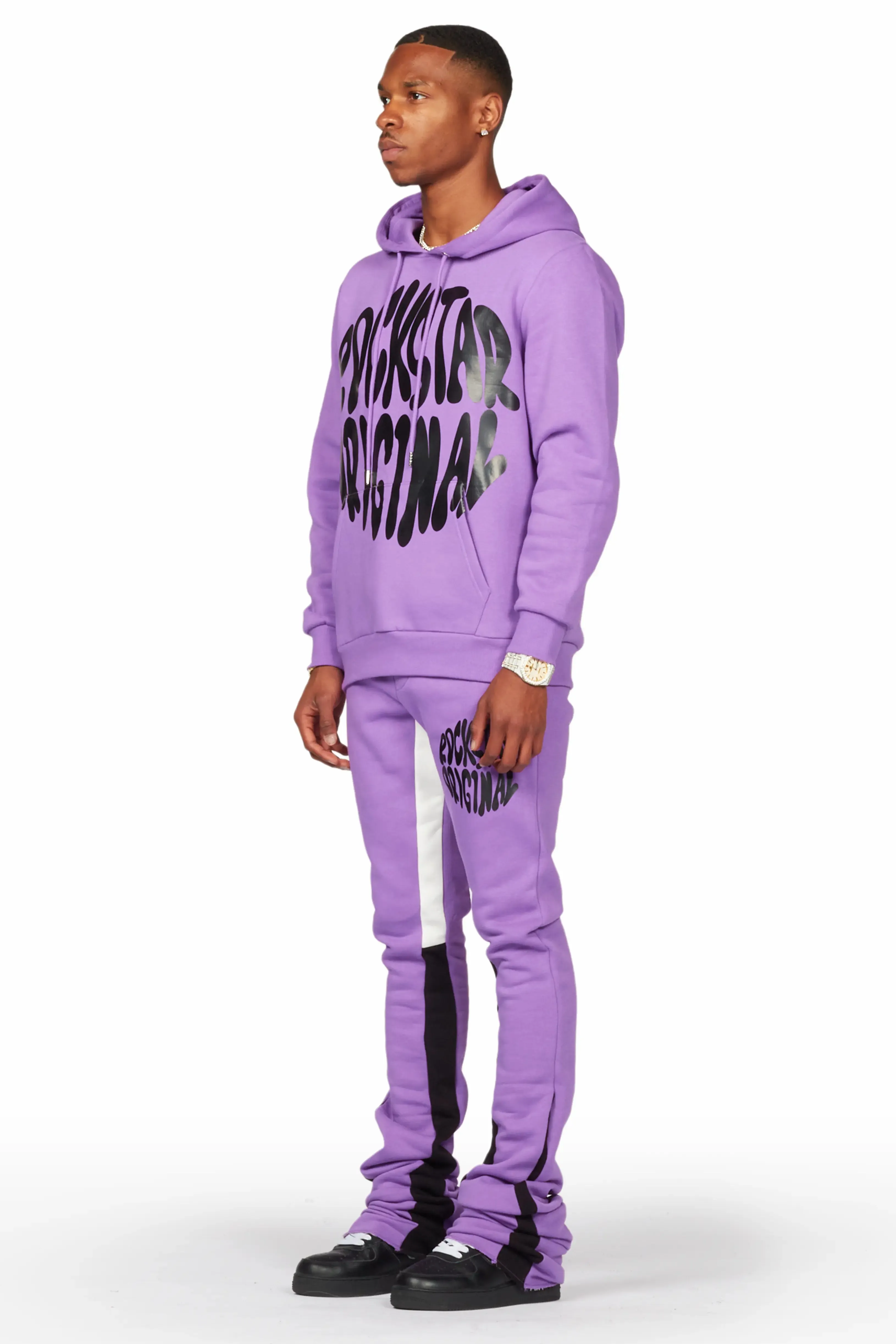 Thierry Purple Super Stacked Flare Track Pant Set sold by Rockstar Original product image thumbnail 3