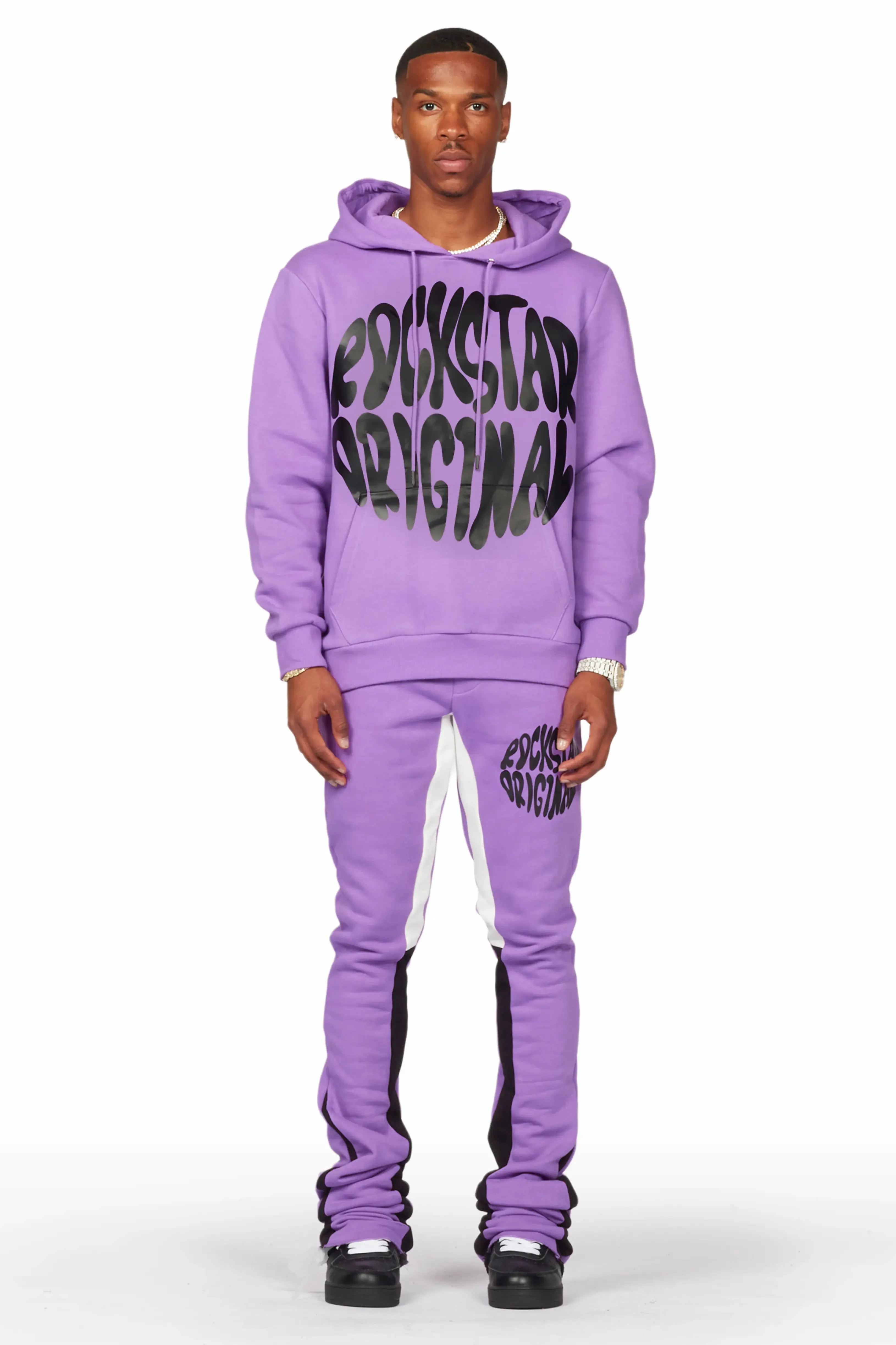 Thierry Purple Super Stacked Flare Track Pant Set sold by Rockstar Original