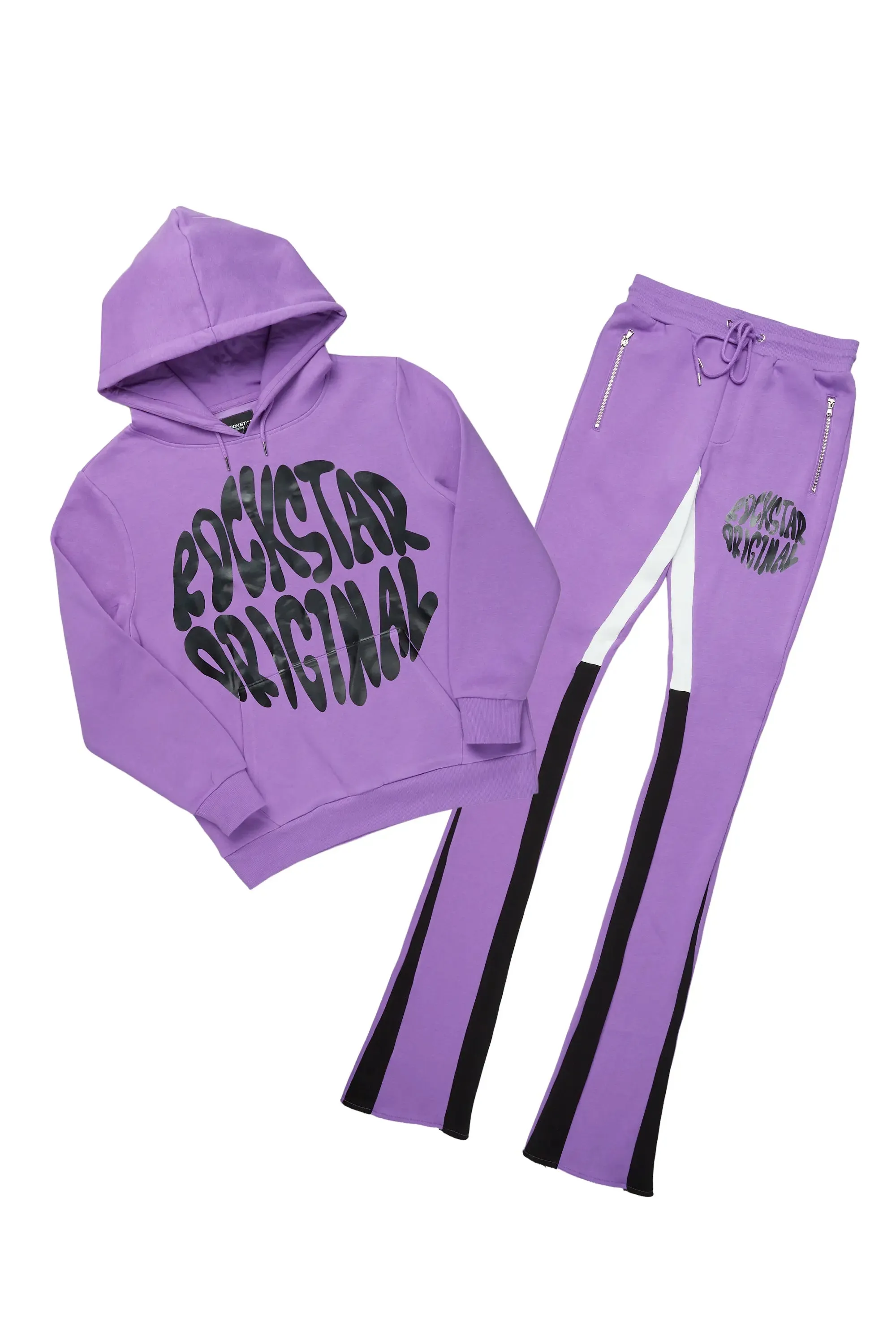 Thierry Purple Super Stacked Flare Track Pant Set sold by Rockstar Original product image thumbnail 2