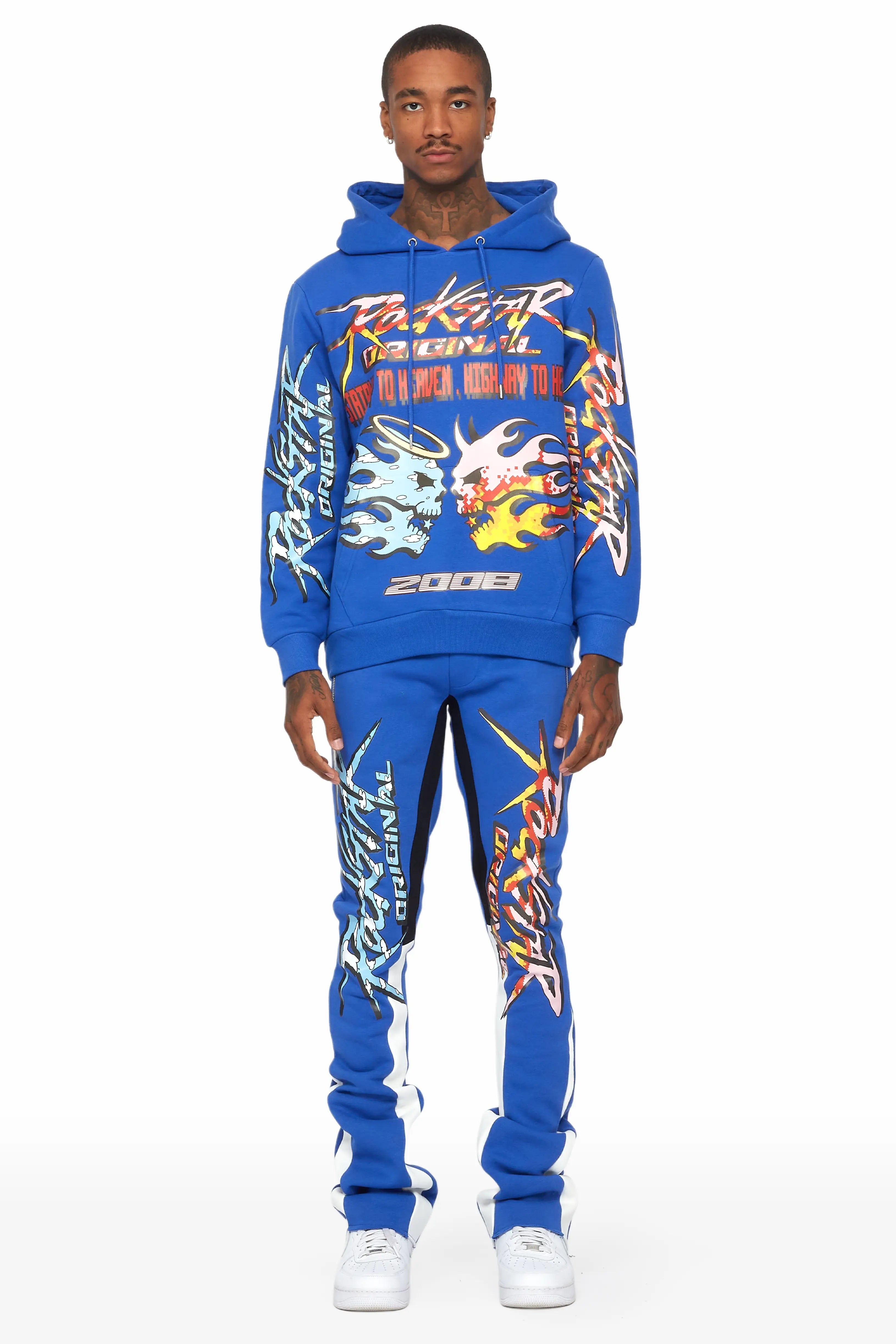 Sky Royal Blue Stacked Flare Track Set sold by Rockstar Original