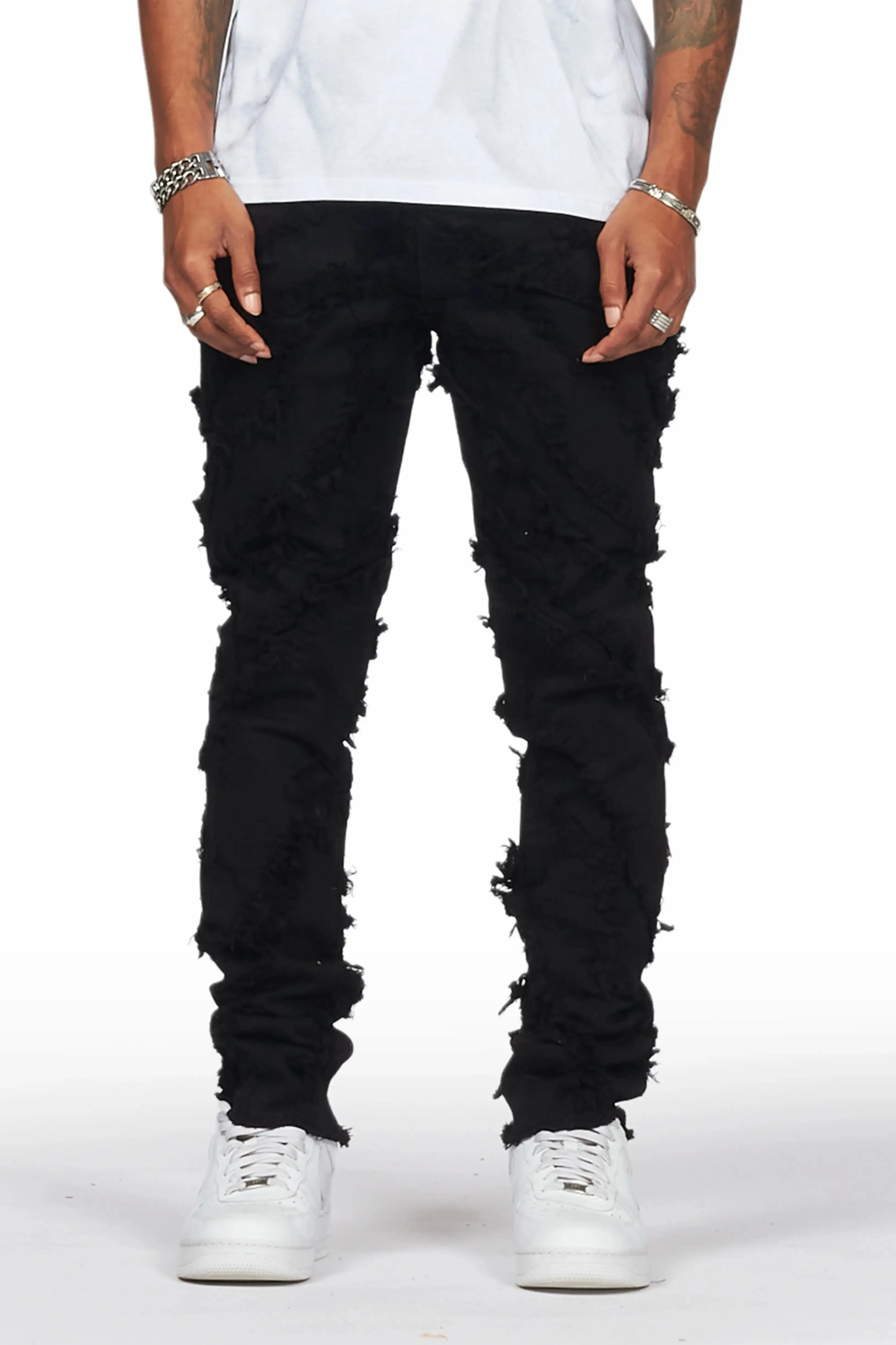 Balta Black Diagonal Patch Skinny Fit Jean sold by Rockstar Original