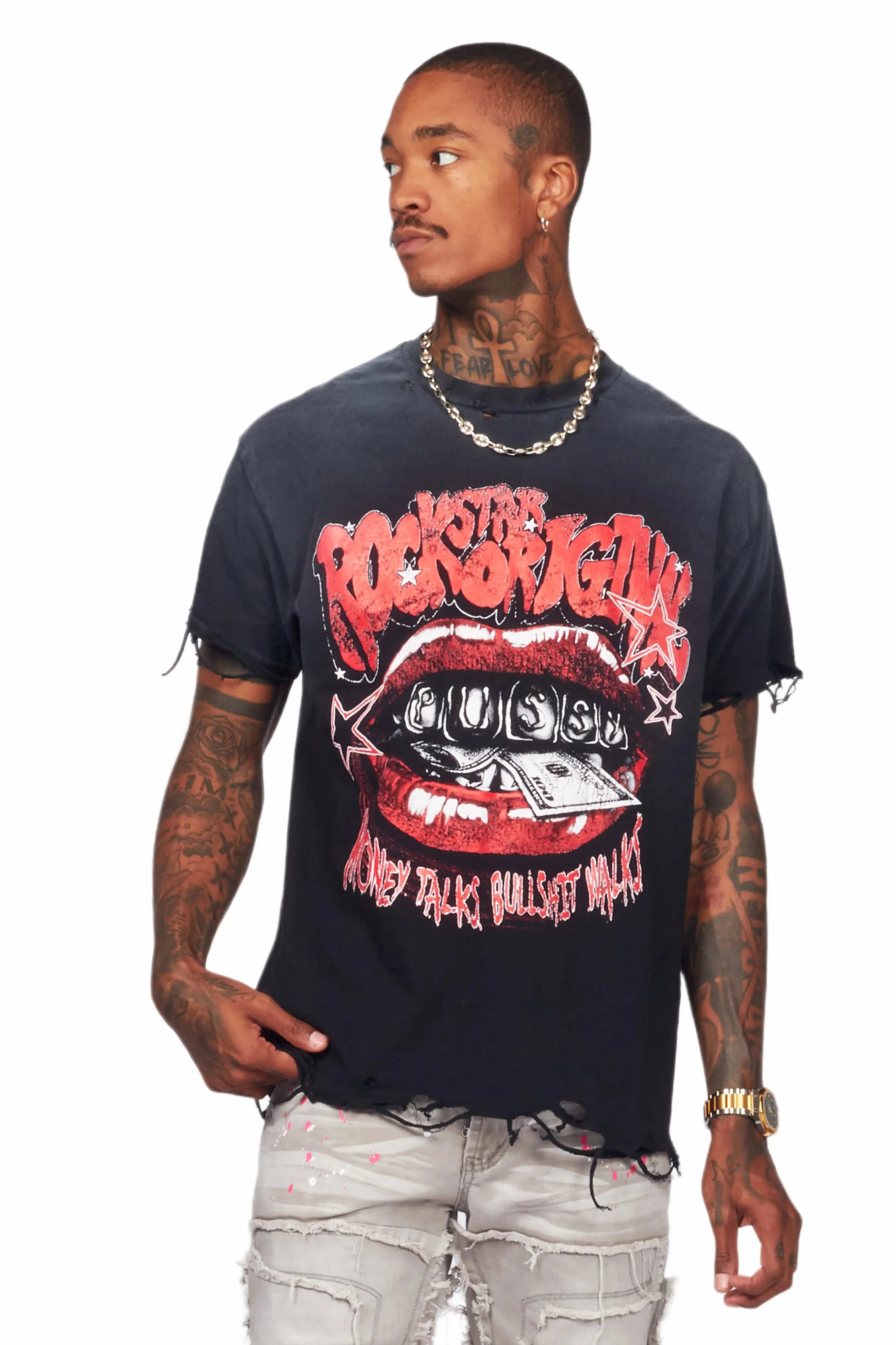Bloke Black Oversized Graphic T-Shirt sold by Rockstar Original product image thumbnail 2