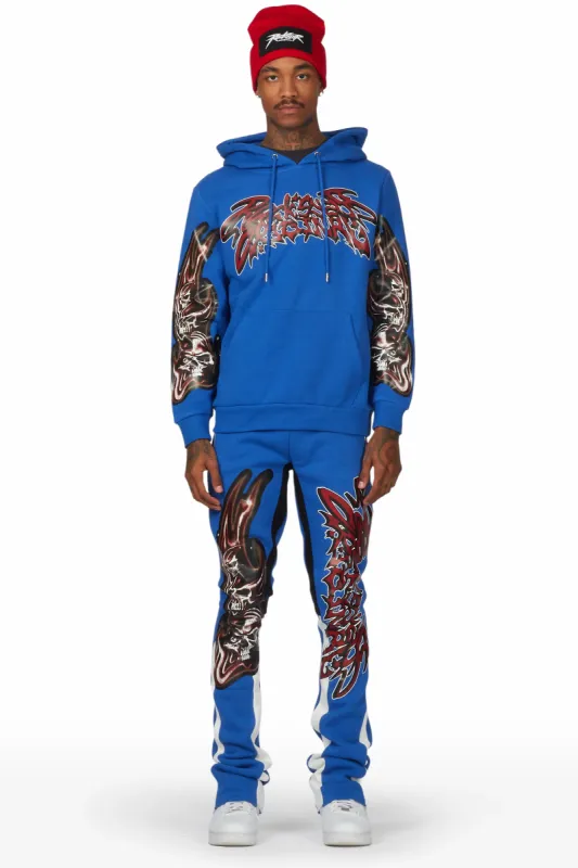Smoky Royal Blue Hoodie Stacked Flare Track Set sold by Rockstar Original