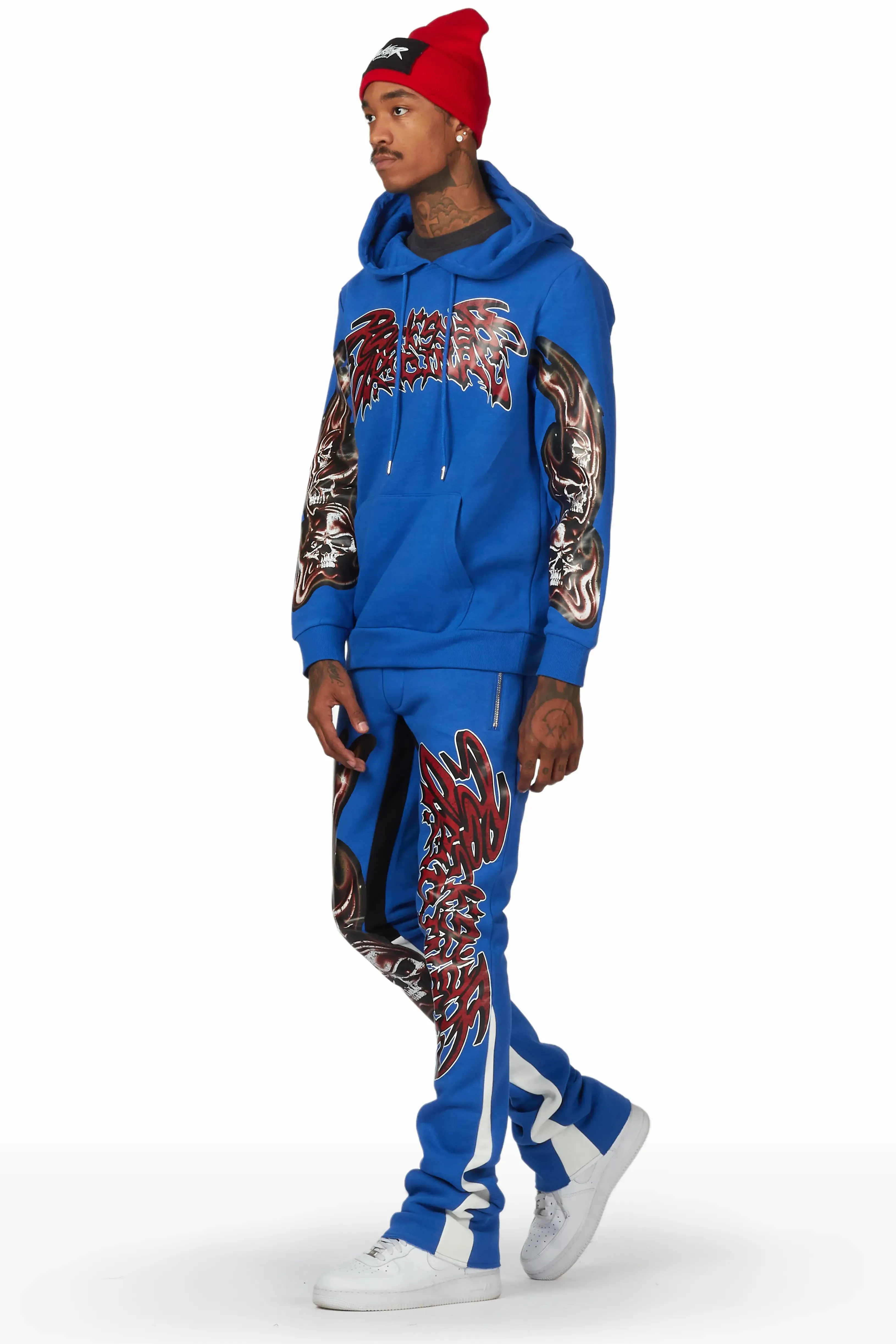 Smoky Royal Blue Hoodie Stacked Flare Track Set sold by Rockstar Original product image thumbnail 2