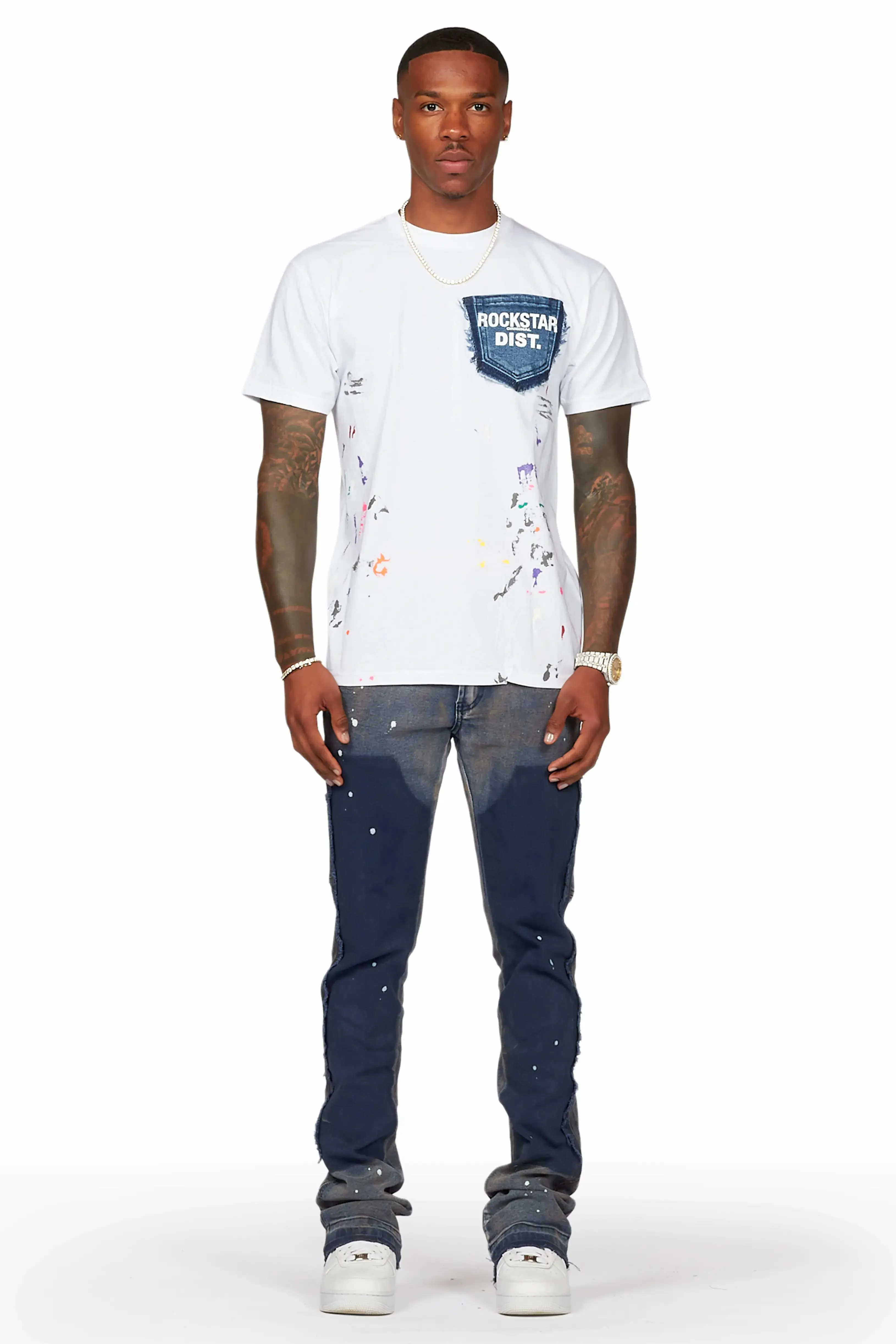 Serrano Navy Stacked Flare Jean sold by Rockstar Original product image thumbnail 3