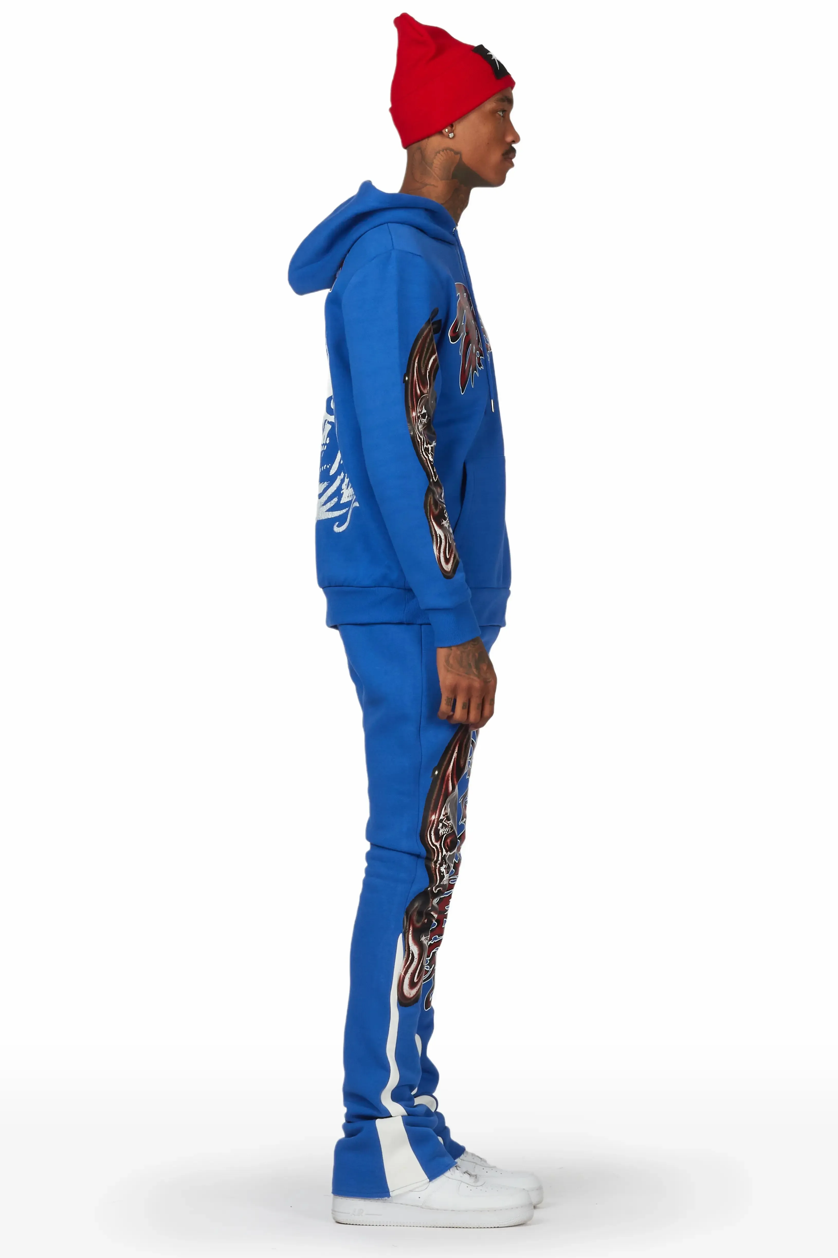 Smoky Royal Blue Hoodie Stacked Flare Track Set sold by Rockstar Original product image thumbnail 3