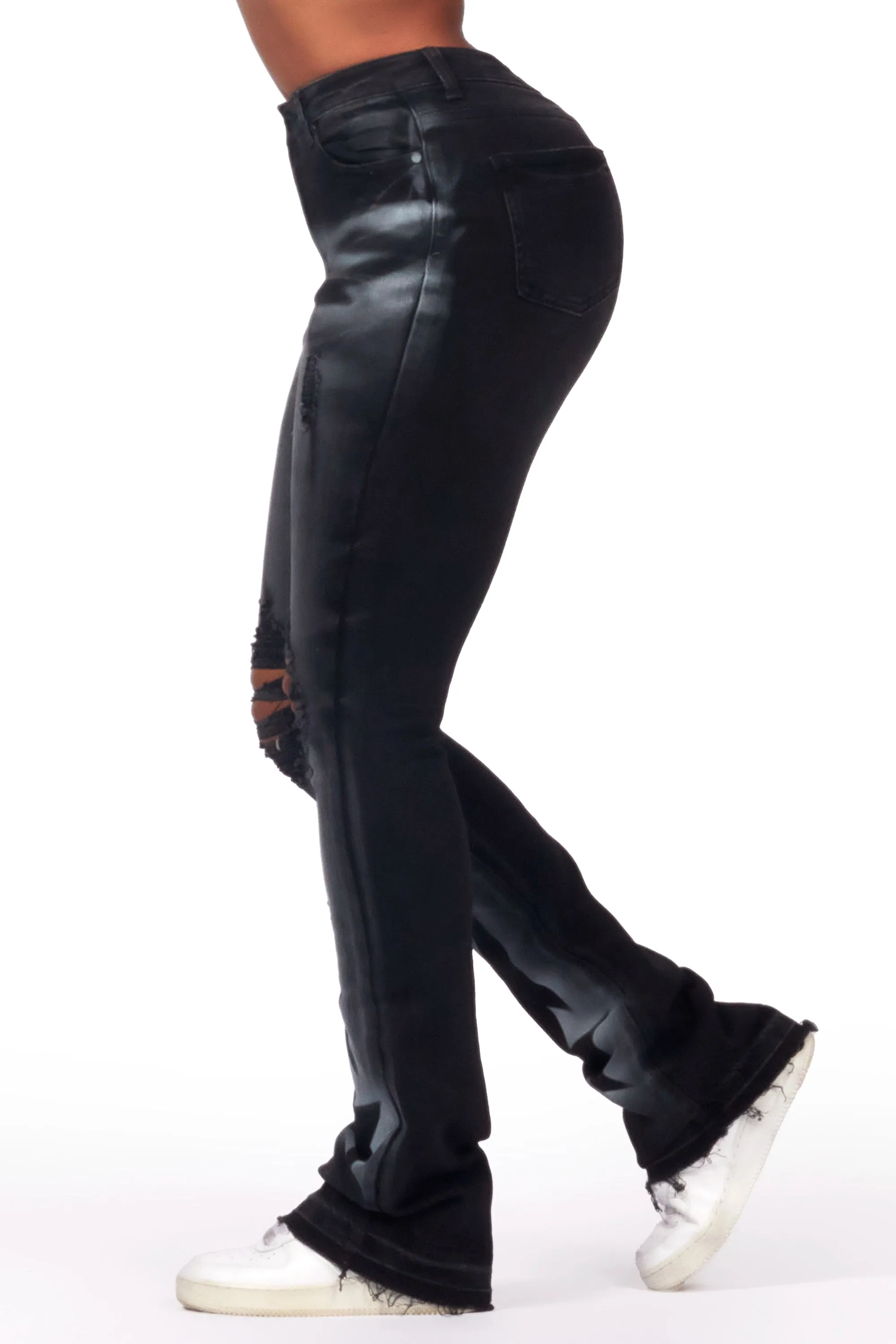 Maranda Black Stacked Flare Jean sold by Rockstar Original product image thumbnail 4