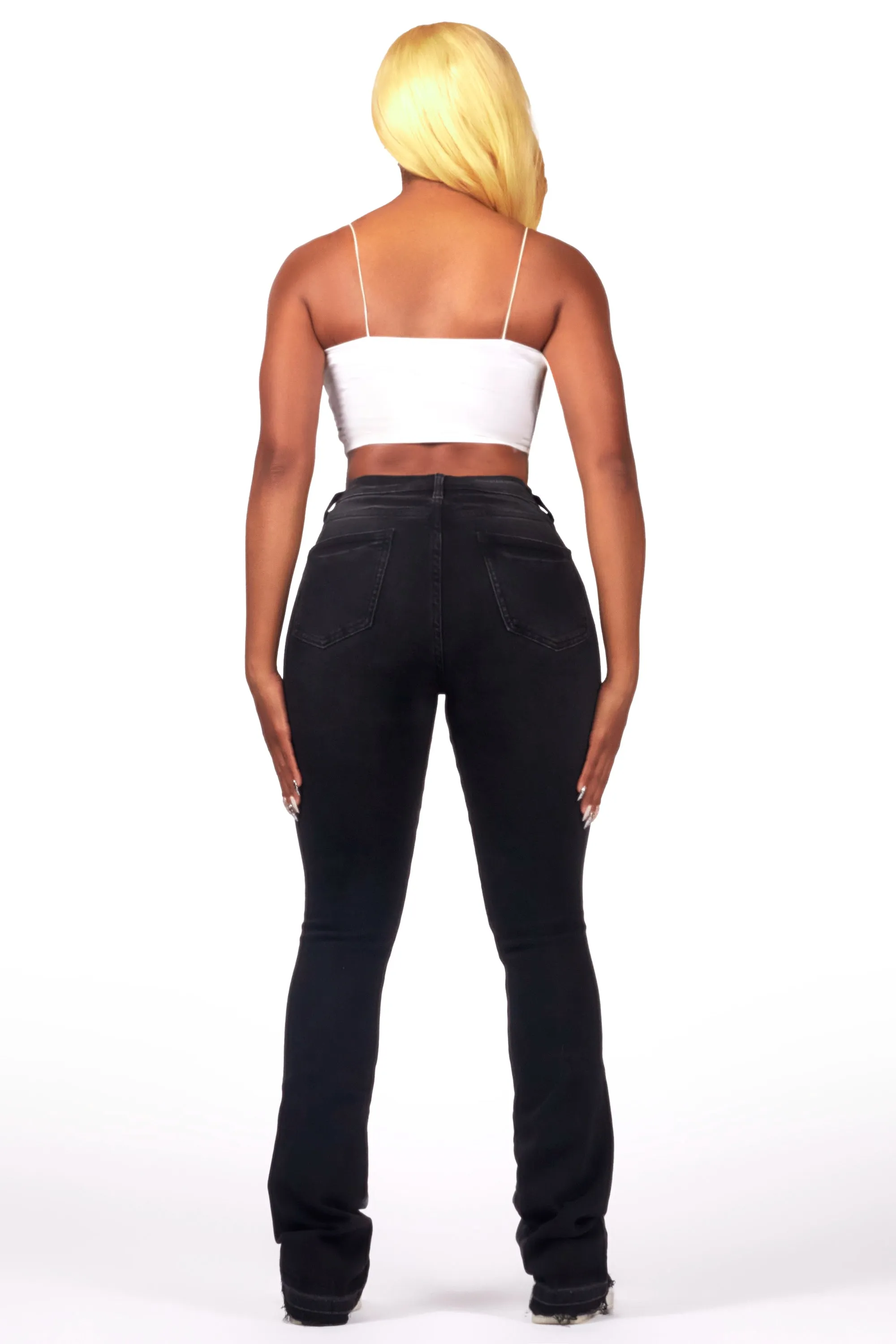 Maranda Black Stacked Flare Jean sold by Rockstar Original product image thumbnail 5