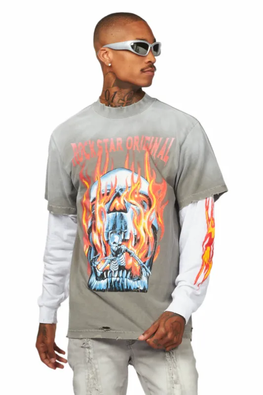 Suspect Charcoal Double Layer Long Sleeve Graphic T-Shirt sold by Rockstar Original