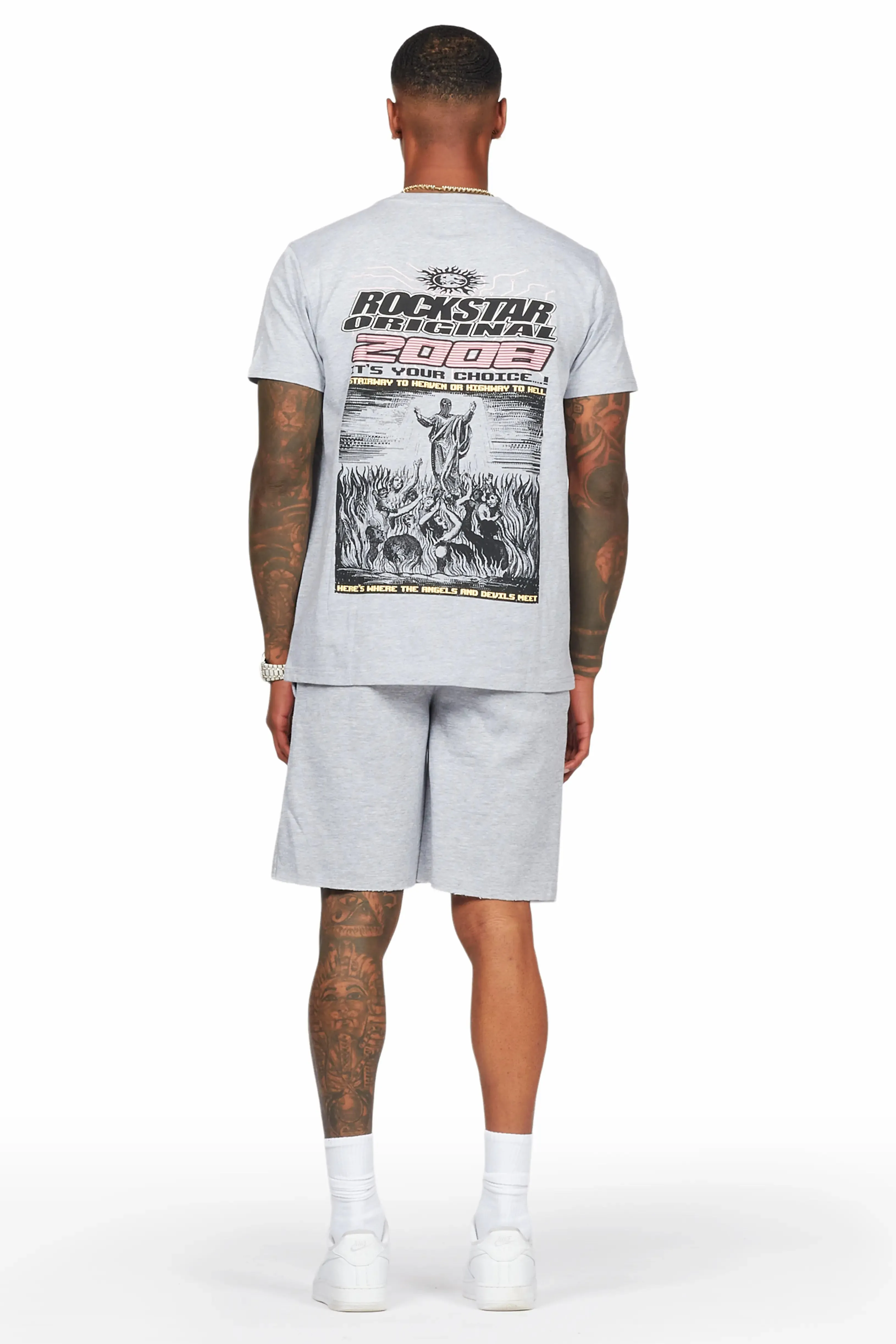 Sky Heather Grey T-Shirt/Short Set sold by Rockstar Original product image thumbnail 3