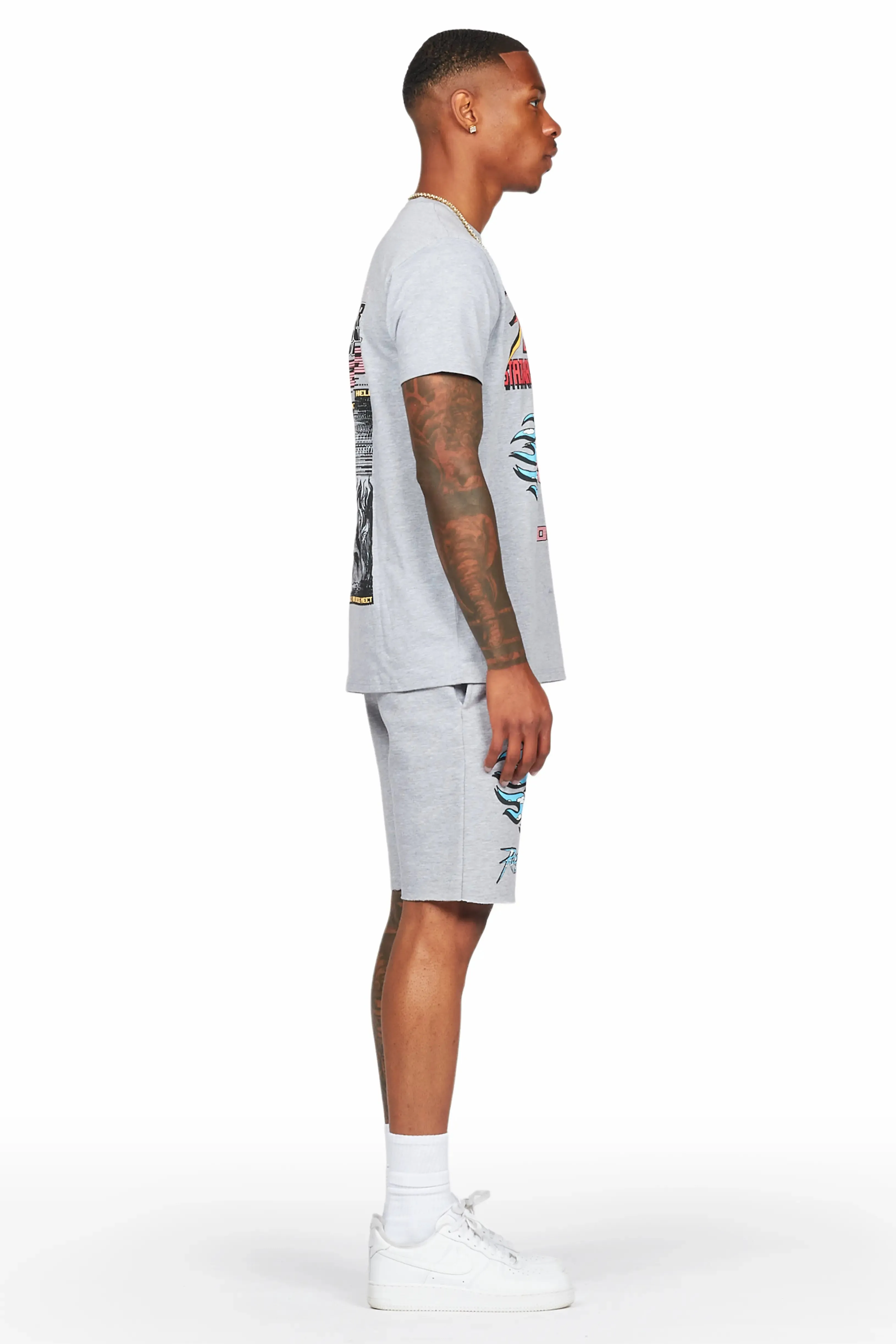 Sky Heather Grey T-Shirt/Short Set sold by Rockstar Original product image thumbnail 5