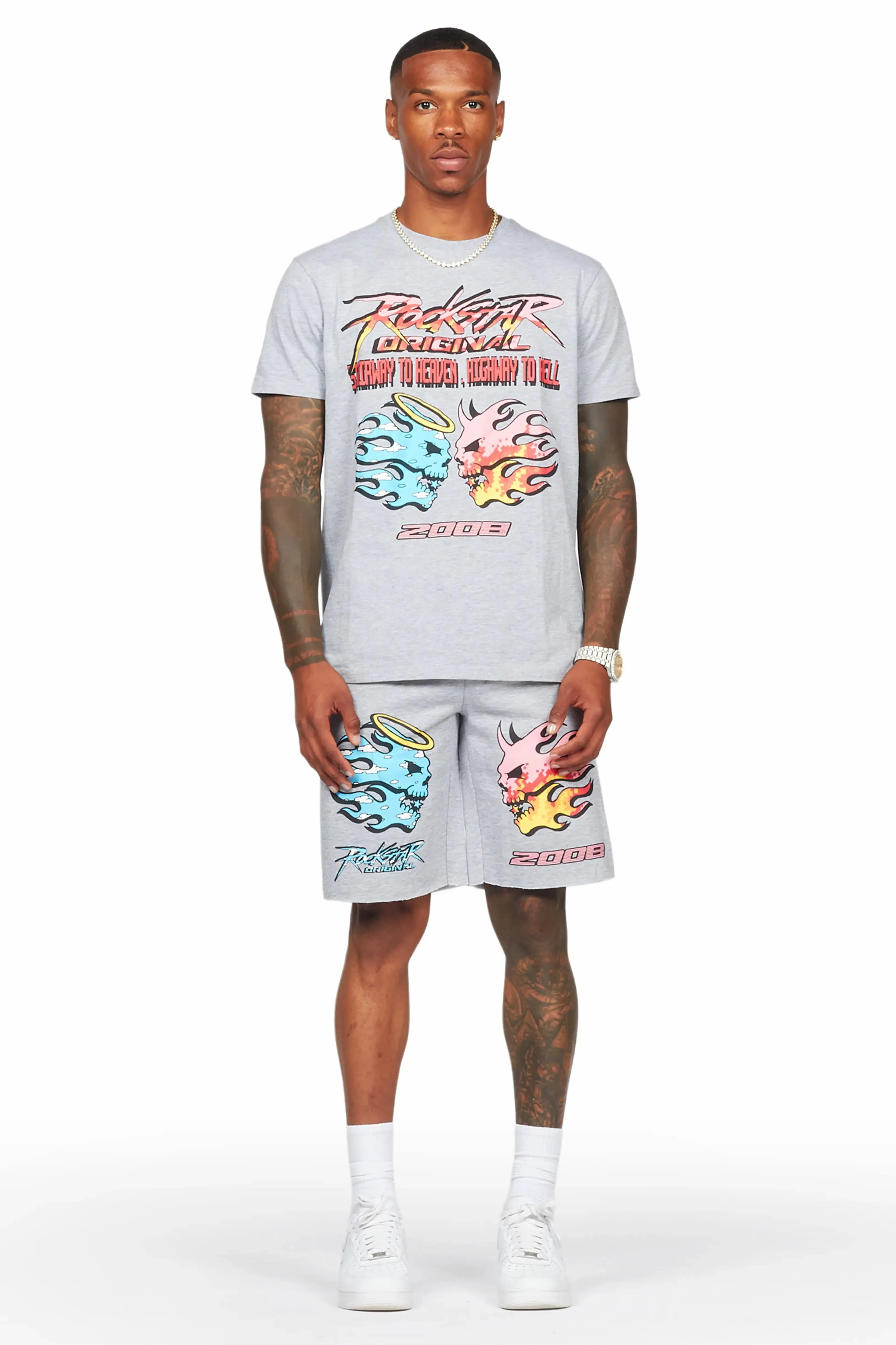 Sky Heather Grey T-Shirt/Short Set sold by Rockstar Original product image thumbnail 2