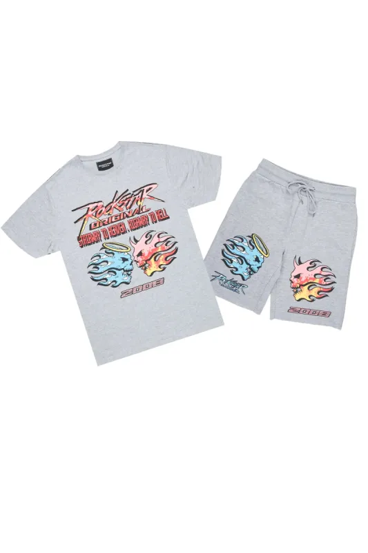 Sky Heather Grey T-Shirt/Short Set made by Rockstar Original