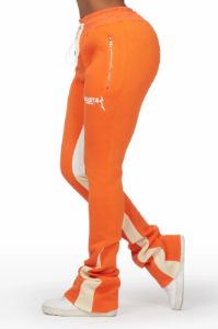 Emery Orange Stacked Flare Track Pant sold by Rockstar Original